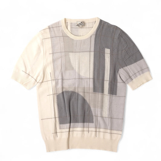 エルメス HERMES カシミヤ 半袖 ニット セーター M マルチカラー メンズ 正規品 5-YH001