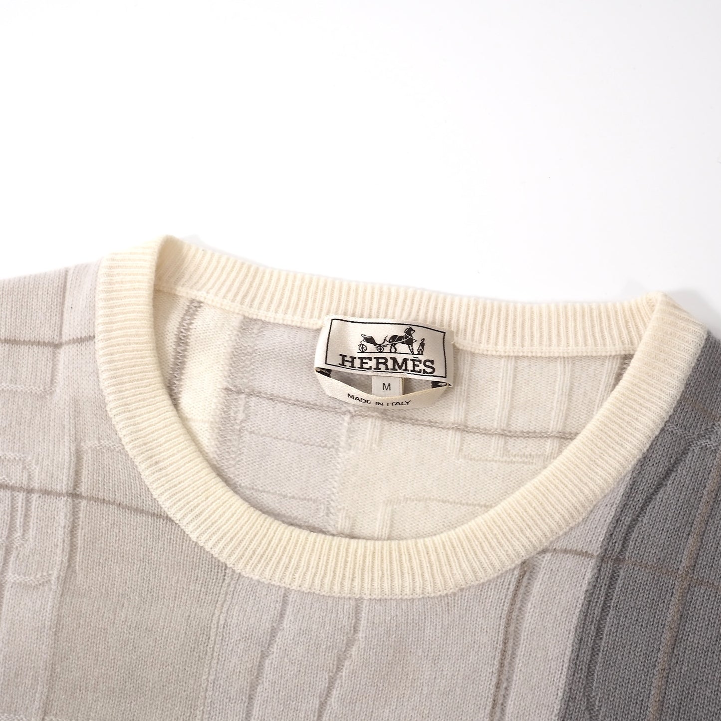 エルメス HERMES カシミヤ 半袖 ニット セーター M マルチカラー メンズ 正規品 5-YH001