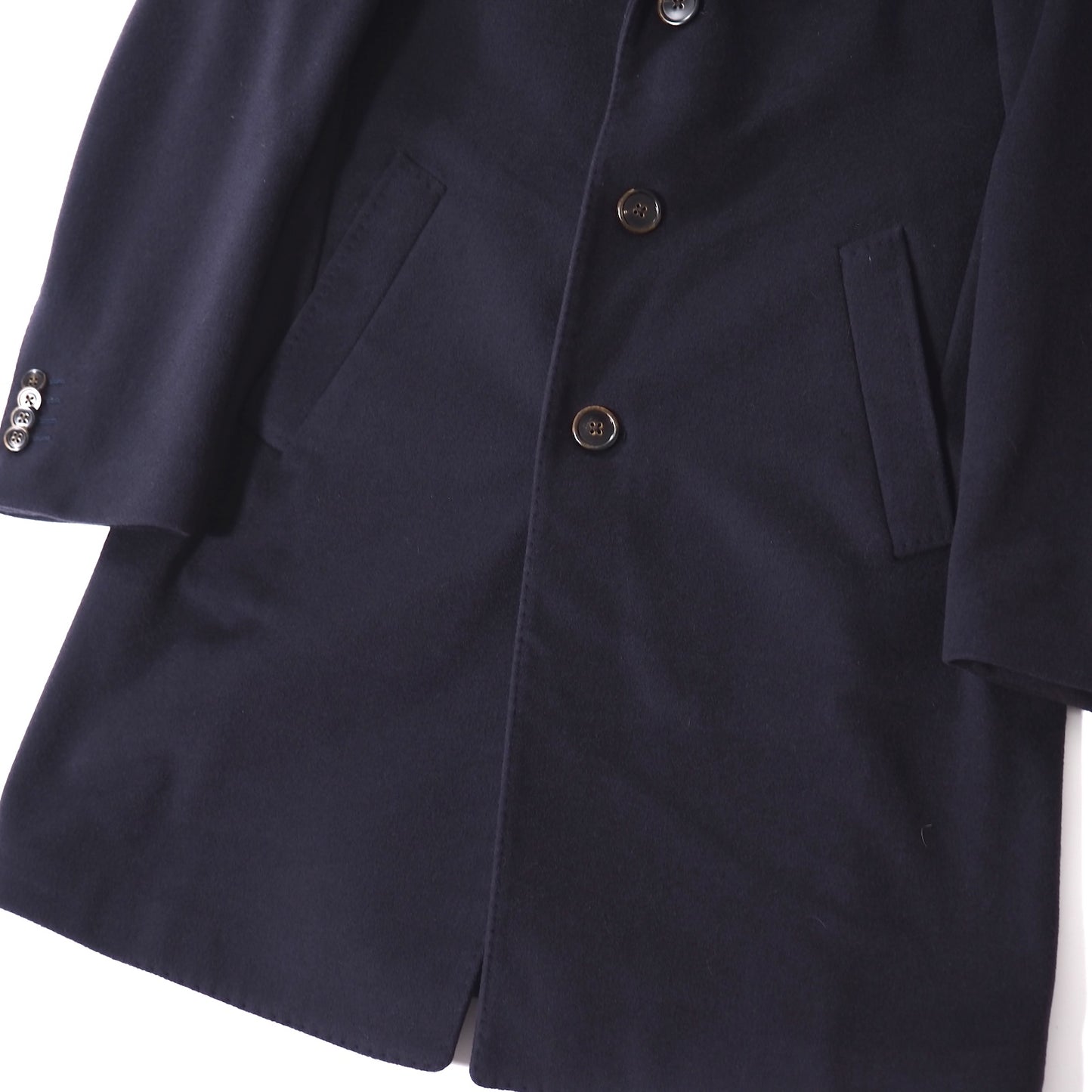 美品 ラルディーニ LARDINI ウール カシミヤ ブートニエール付 チェスターコート 46 ダークネイビー メンズ 正規品 5-YH002