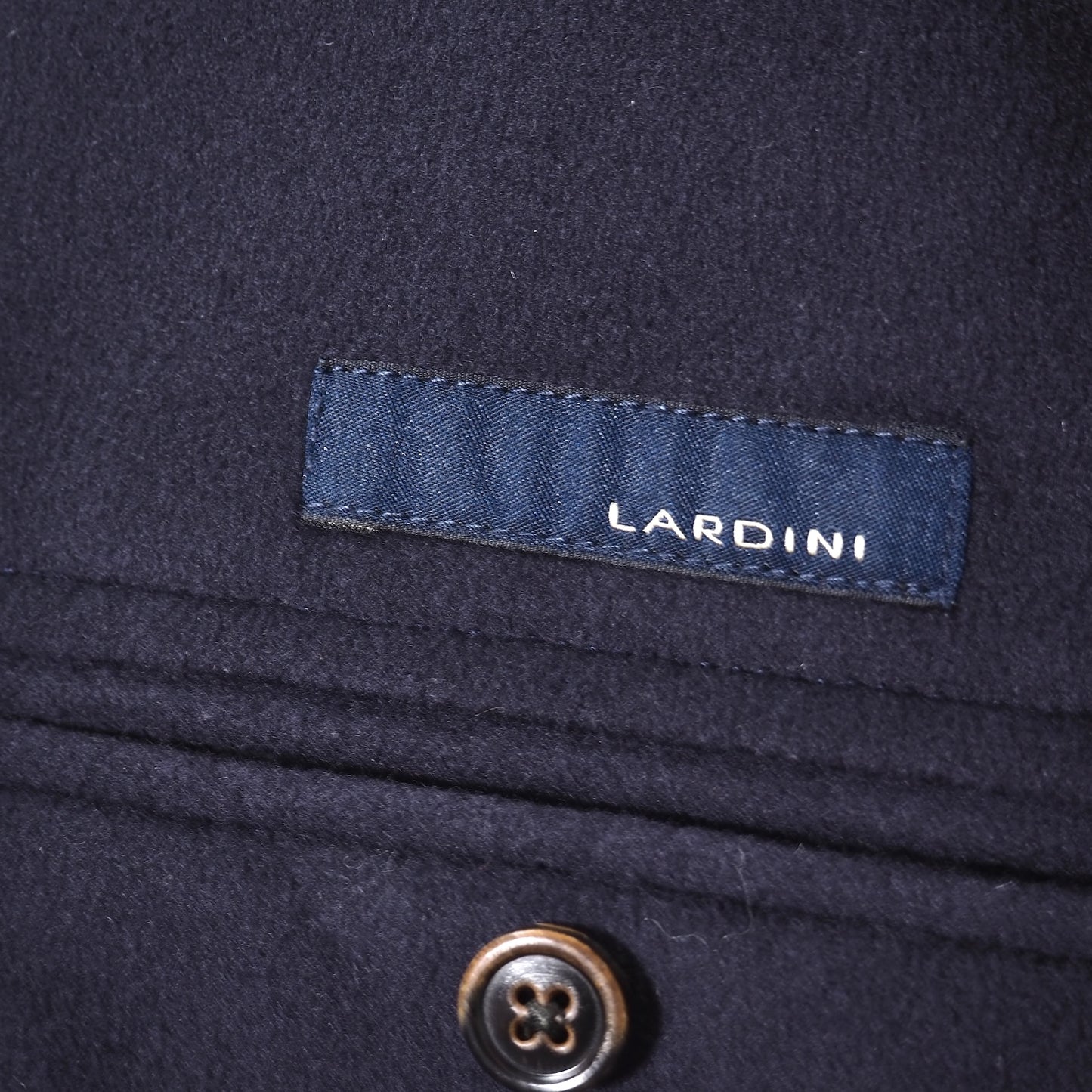 美品 ラルディーニ LARDINI ウール カシミヤ ブートニエール付 チェスターコート 46 ダークネイビー メンズ 正規品 5-YH002