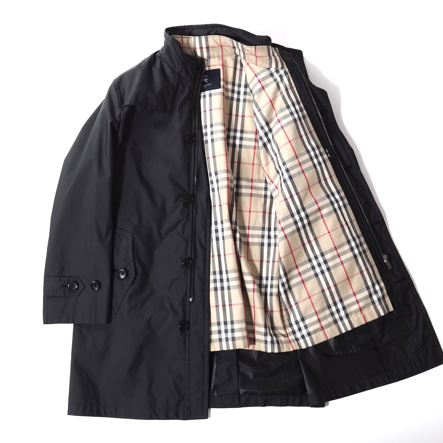 バーバリー ロンドン BURBERRY LONDON ライナー付き スタンドカラー コート M ブラック メンズ 正規品 5-YH004