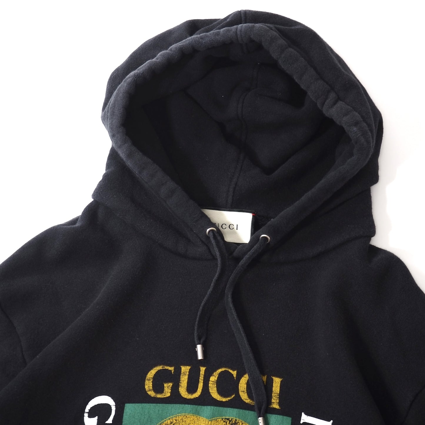グッチ GUCCI ヴィンテージ加工 ロゴプリント パーカー XL ブラック メンズ 正規品 5-YI003