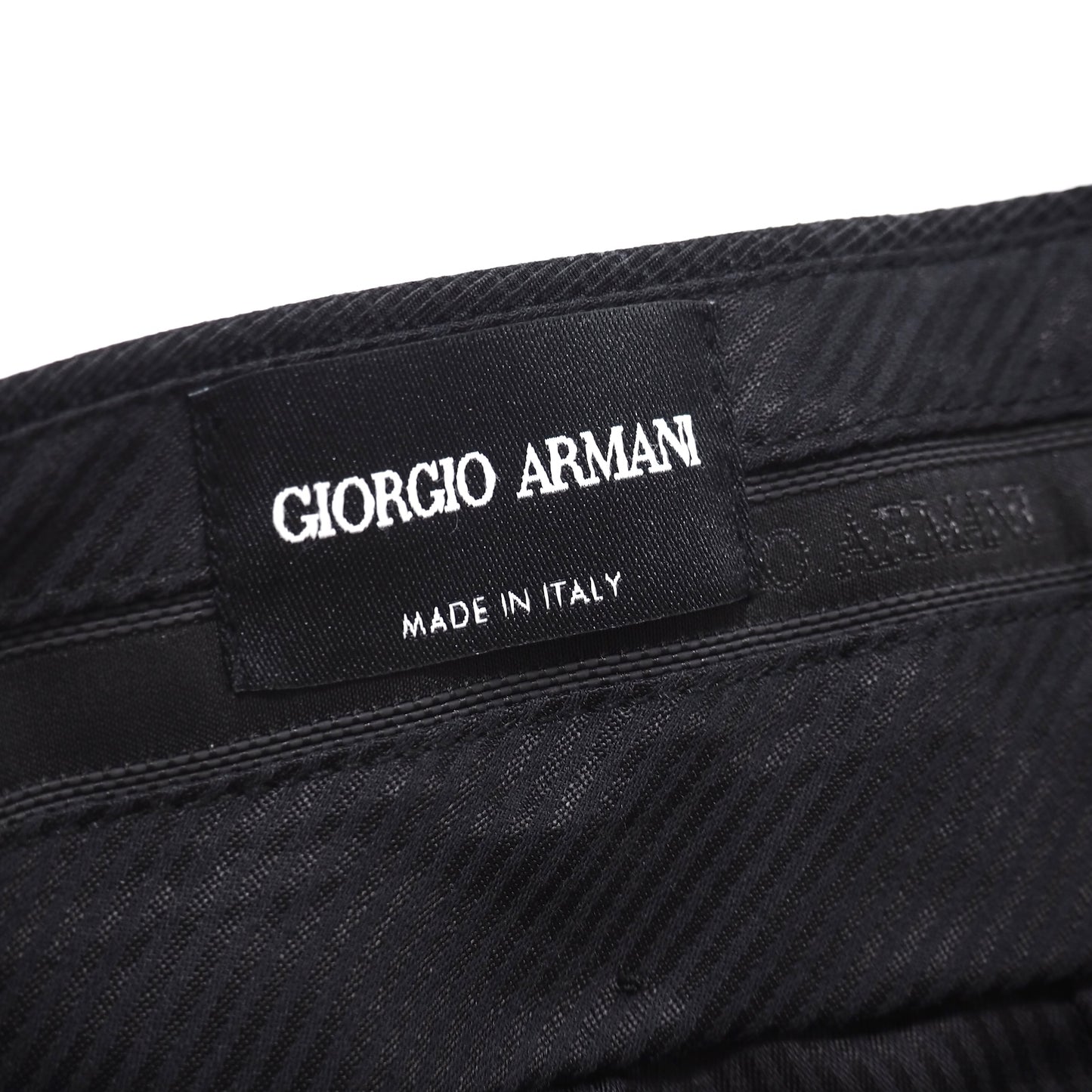 美品 ジョルジオアルマーニ GIORGIO ARMANI 2020年製 スラックス パンツ トラウザー 52 ブラック メンズ 正規品 5-YI004