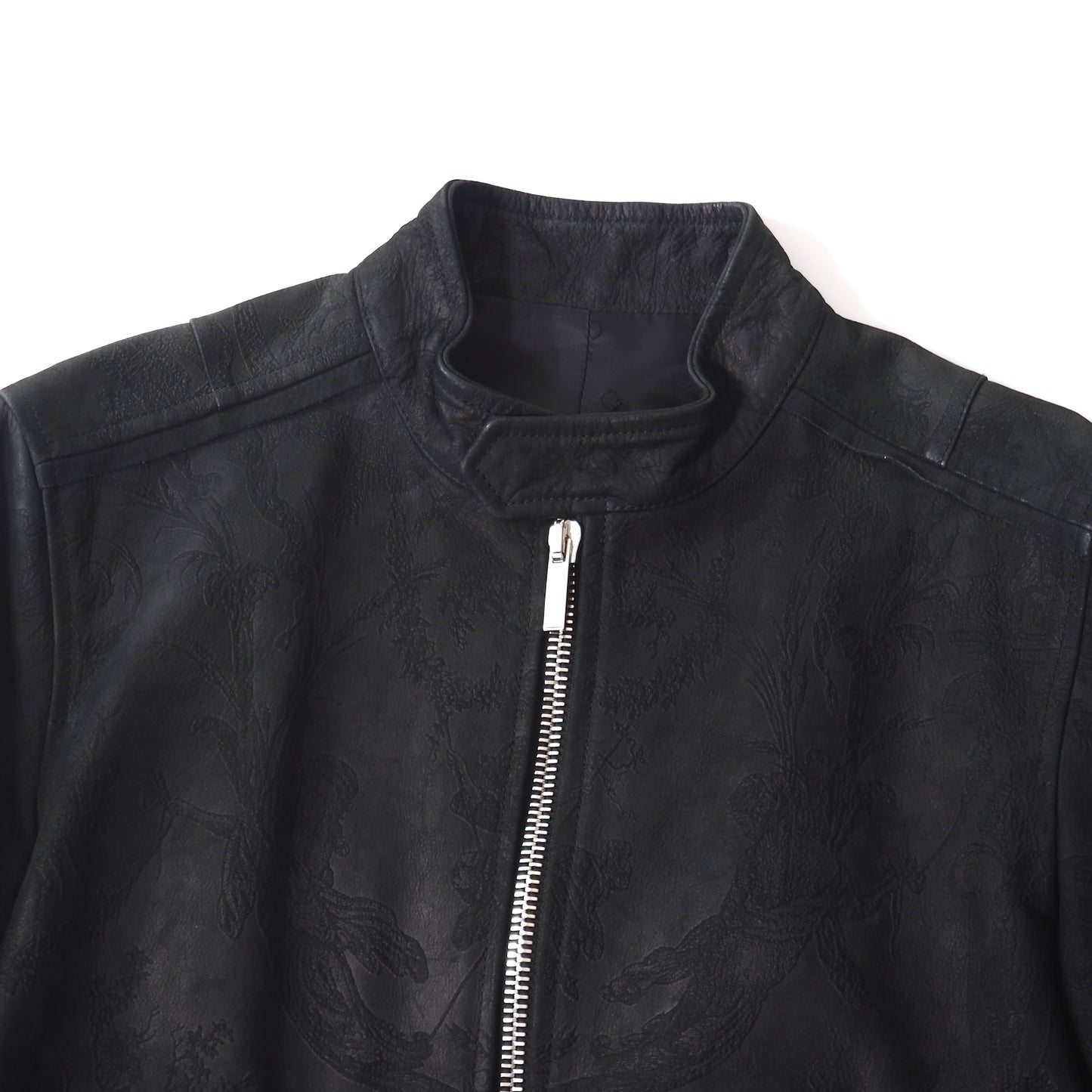 ディオールオム DIOR HOMME トワルドジュイ エンボス加工 刺繍模様 レザージャケット 46 ブラック メンズ 正規品 5-YI008