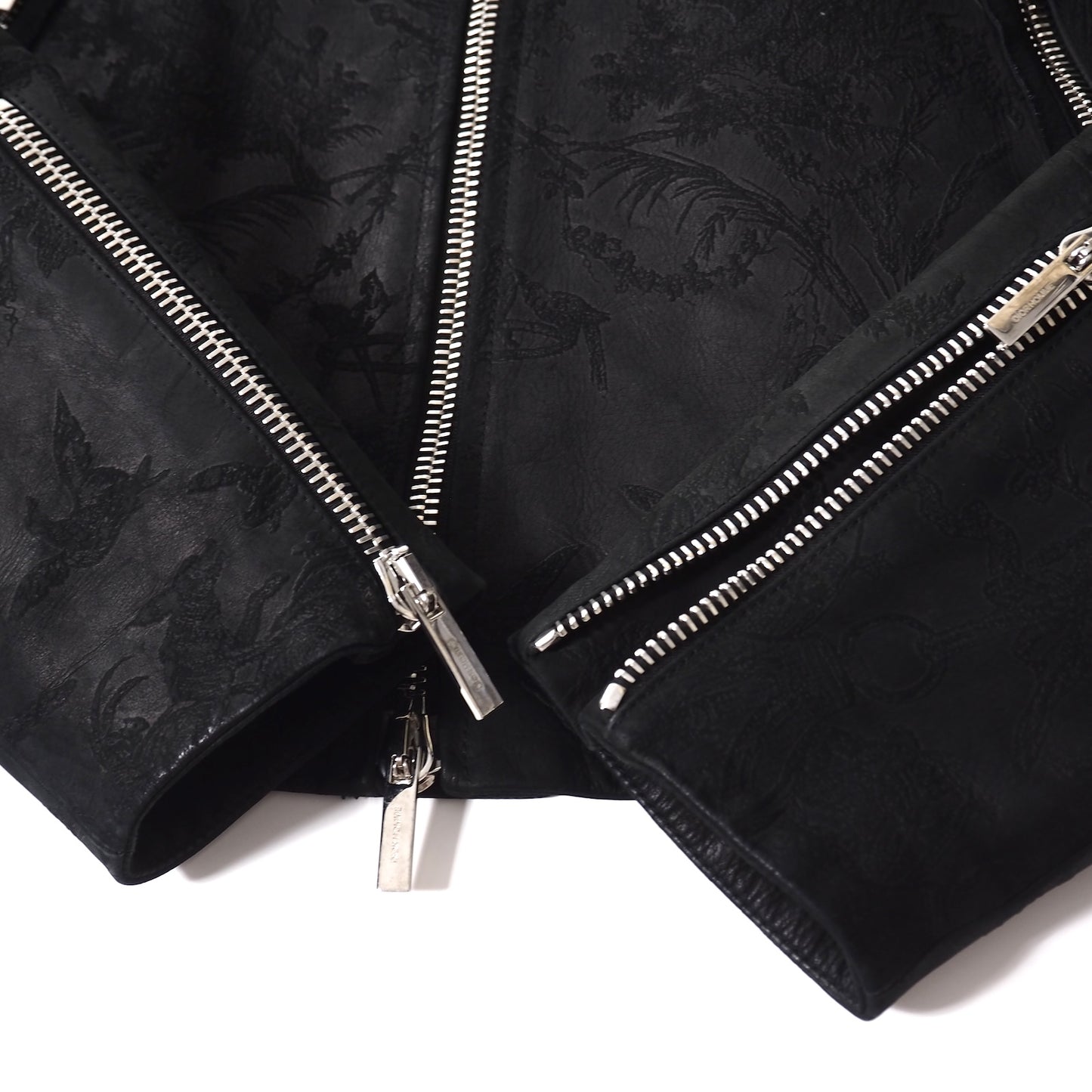 ディオールオム DIOR HOMME トワルドジュイ エンボス加工 刺繍模様 レザージャケット 46 ブラック メンズ 正規品 5-YI008