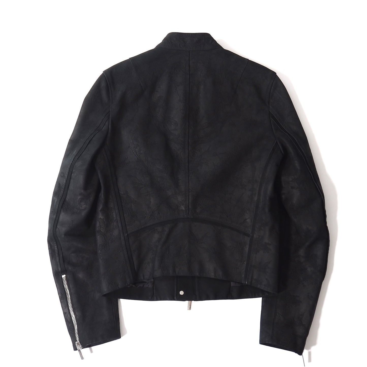 ディオールオム DIOR HOMME トワルドジュイ エンボス加工 刺繍模様 レザージャケット 46 ブラック メンズ 正規品 5-YI008