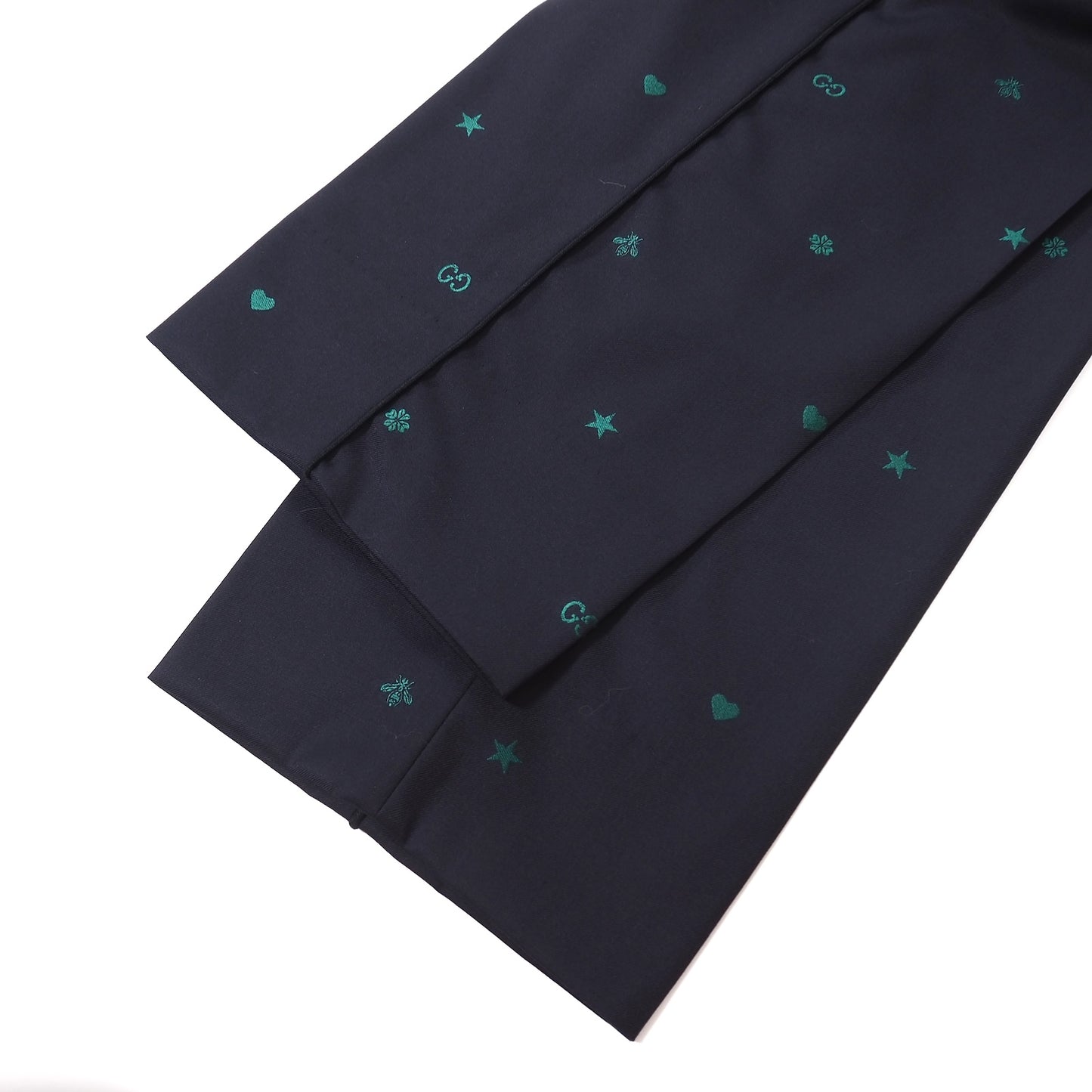 極美品 グッチ GUCCI ウール Bee刺繍 イージー スラックス トラウザー 50 ダークネイビー メンズ 正規品 5-YI009