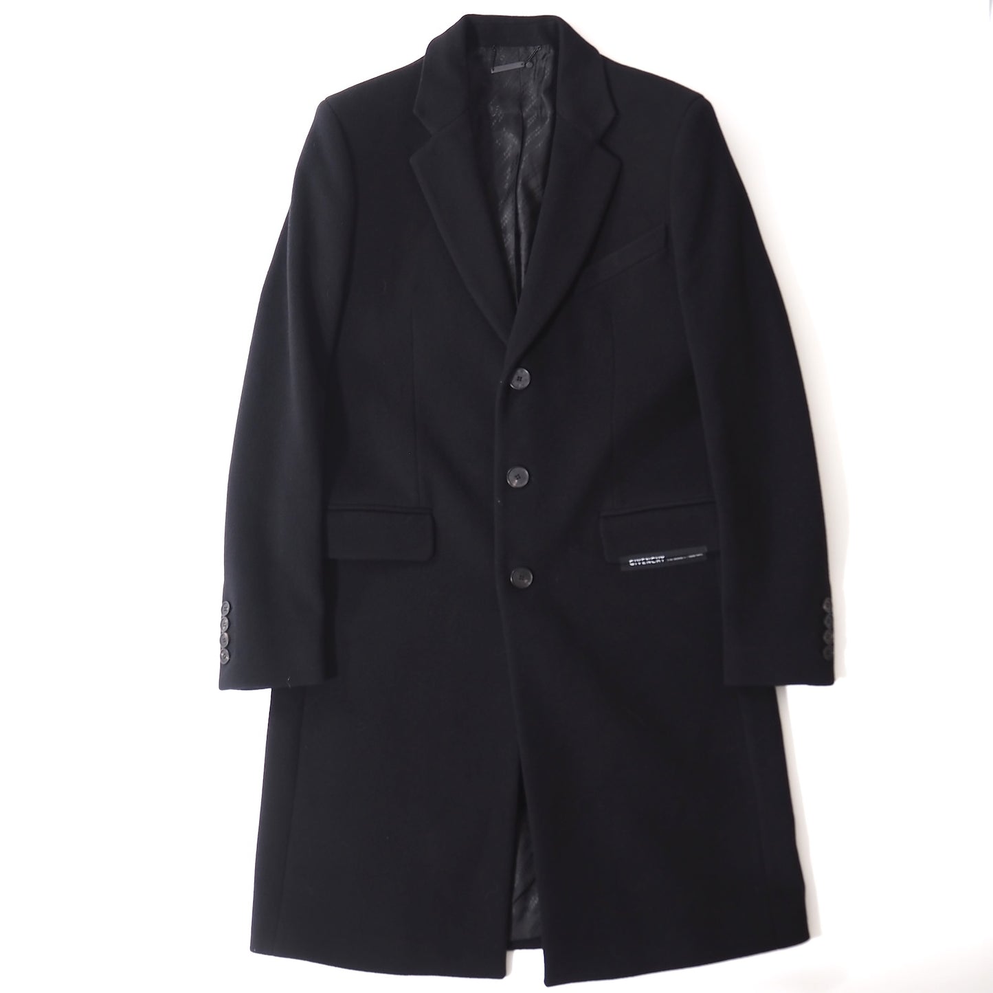 良品 ジバンシー GIVENCHY 現行 ウール カシミヤ チェスターコート 48 ブラック メンズ 正規品 5-YI010