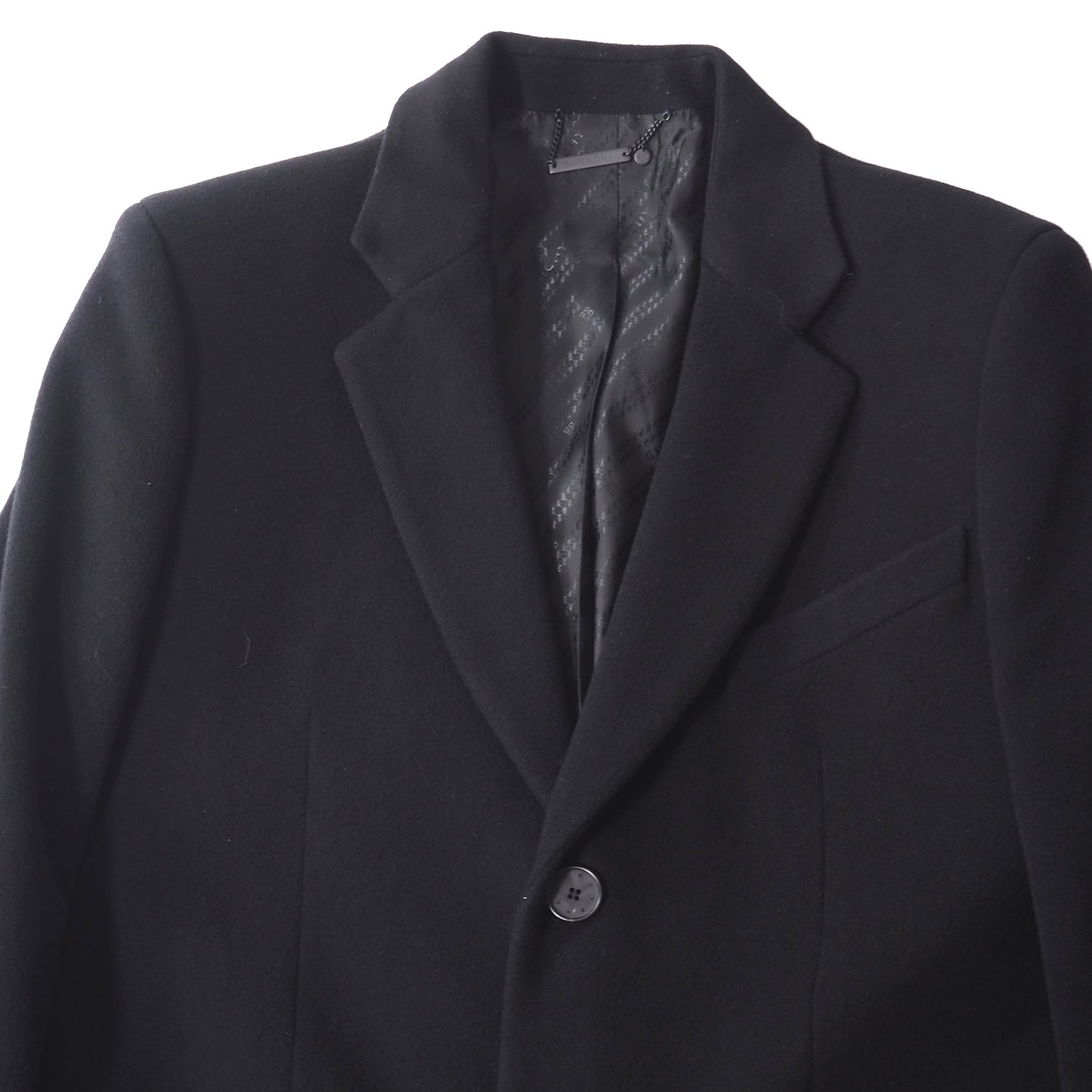 良品 ジバンシー GIVENCHY 現行 ウール カシミヤ チェスターコート 48 ブラック メンズ 正規品 5-YI010