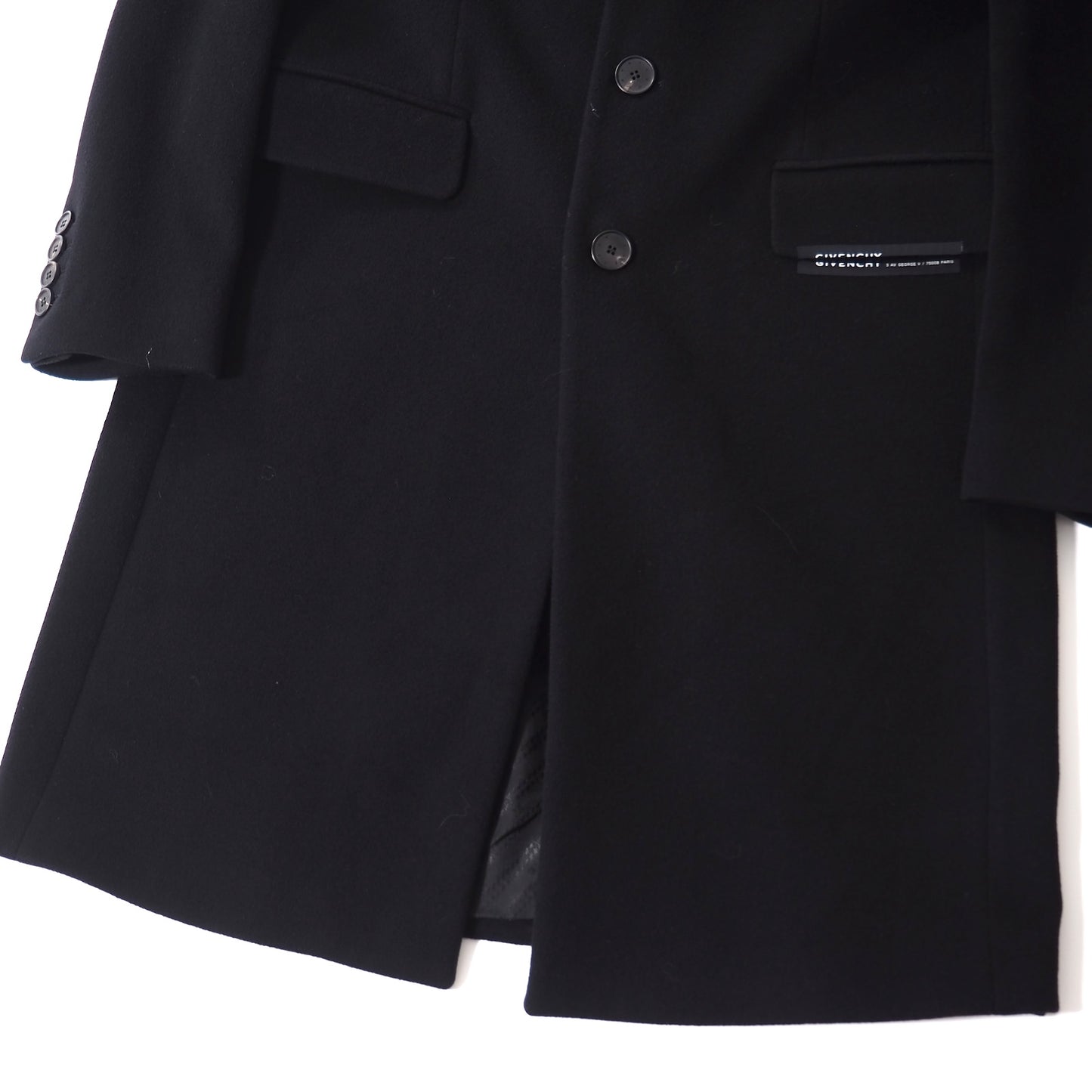 良品 ジバンシー GIVENCHY 現行 ウール カシミヤ チェスターコート 48 ブラック メンズ 正規品 5-YI010