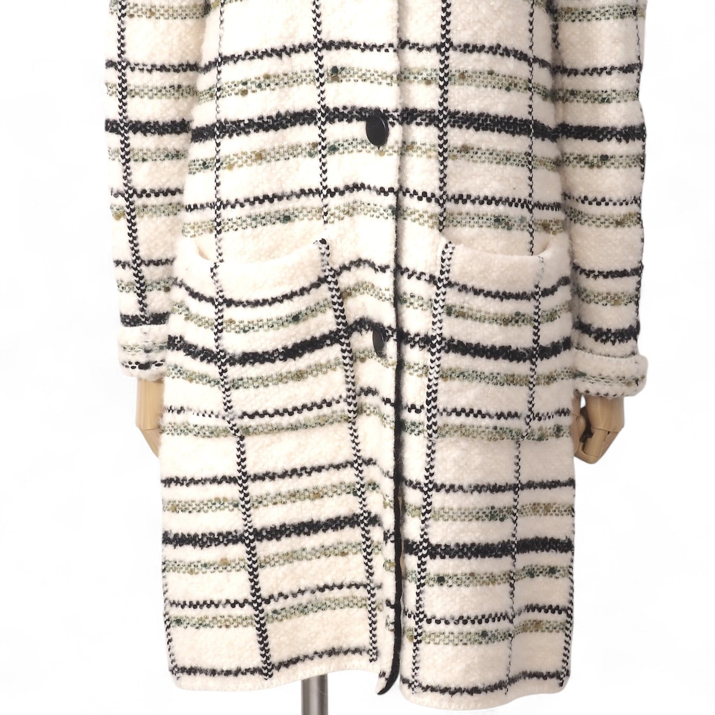 美品 ルイヴィトン Louis Vuitton ウール ツイード コート M ホワイト レディース 正規品 5-YJ001