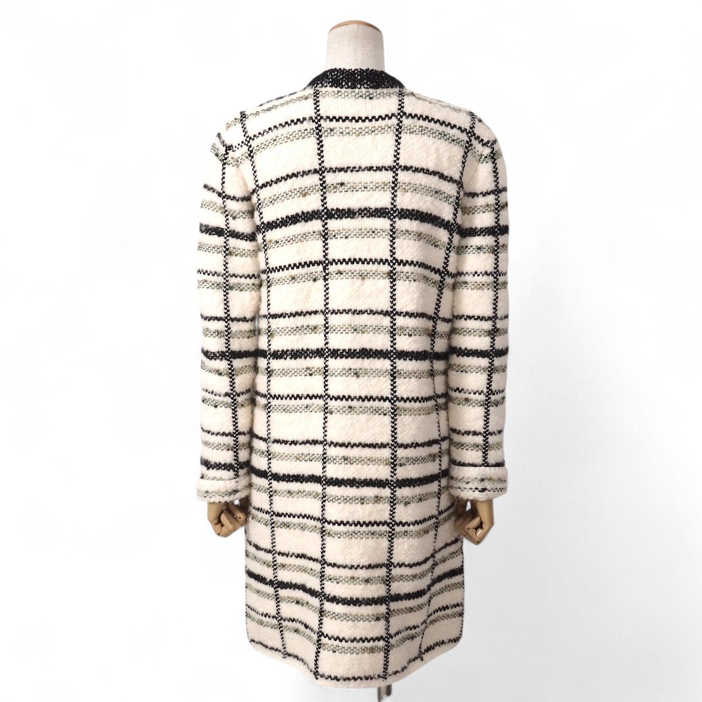 美品 ルイヴィトン Louis Vuitton ウール ツイード コート M ホワイト レディース 正規品 5-YJ001