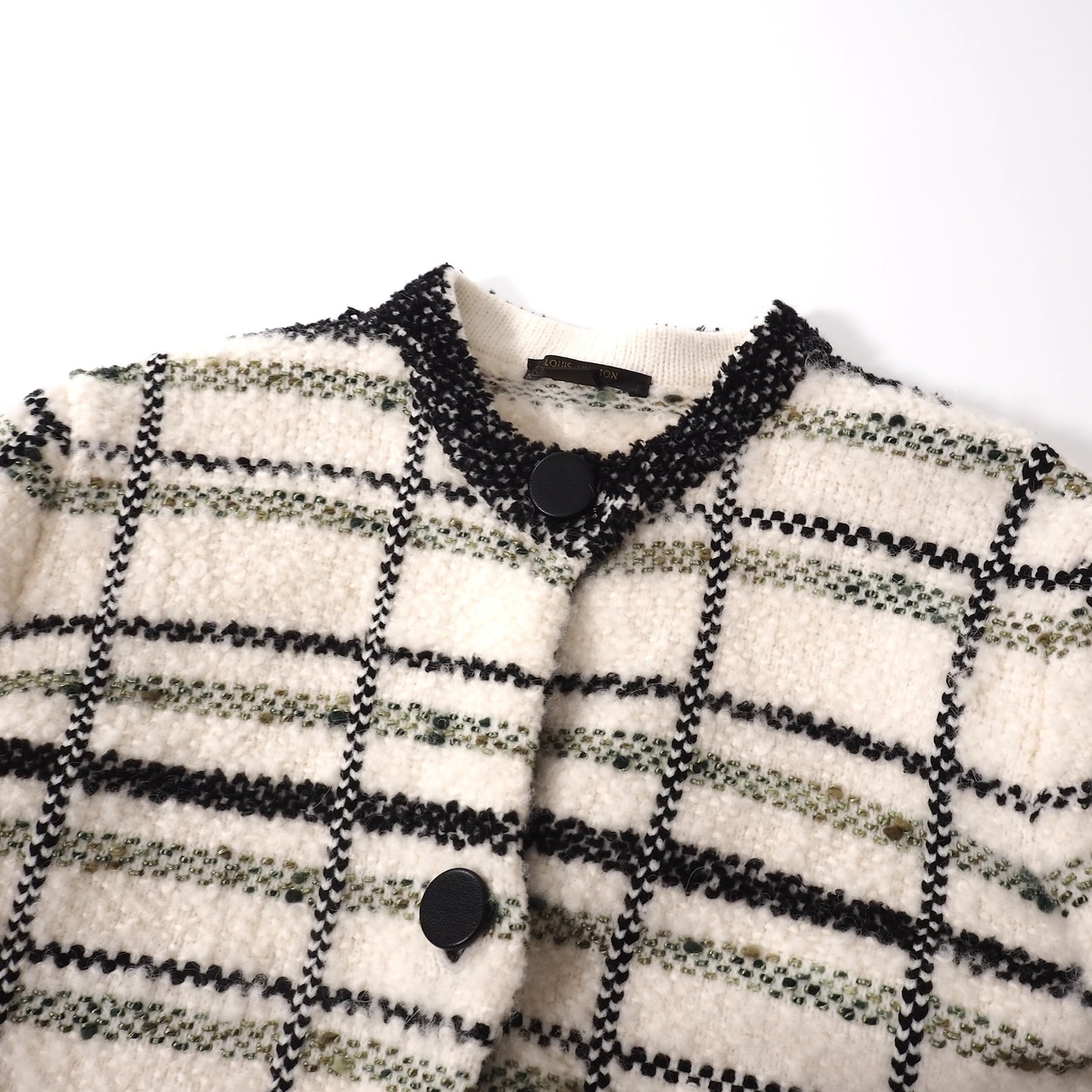 美品 ルイヴィトン Louis Vuitton ウール ツイード コート M ホワイト レディース 正規品 5-YJ001