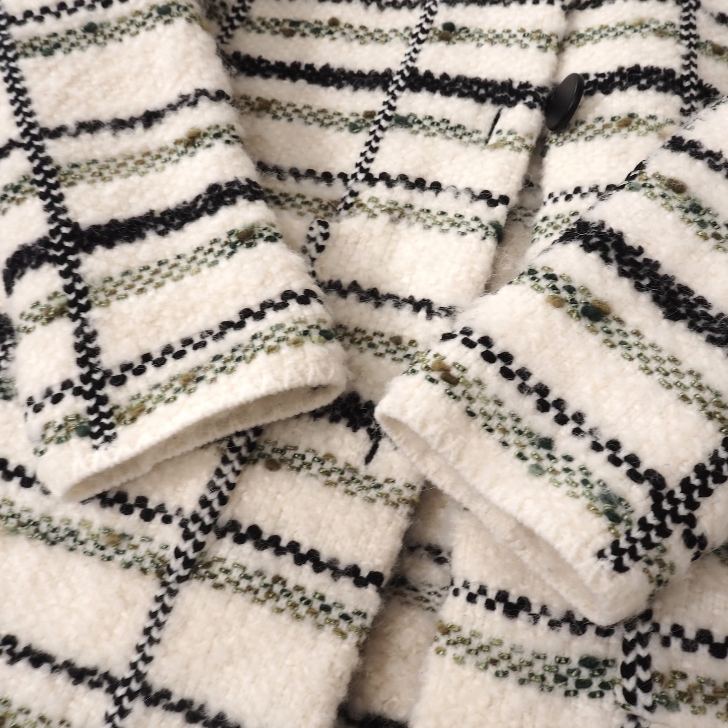 美品 ルイヴィトン Louis Vuitton ウール ツイード コート M ホワイト レディース 正規品 5-YJ001