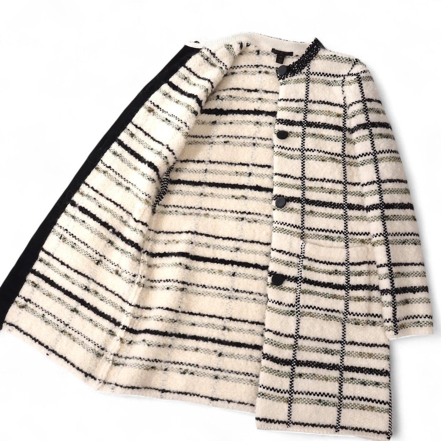 美品 ルイヴィトン Louis Vuitton ウール ツイード コート M ホワイト レディース 正規品 5-YJ001