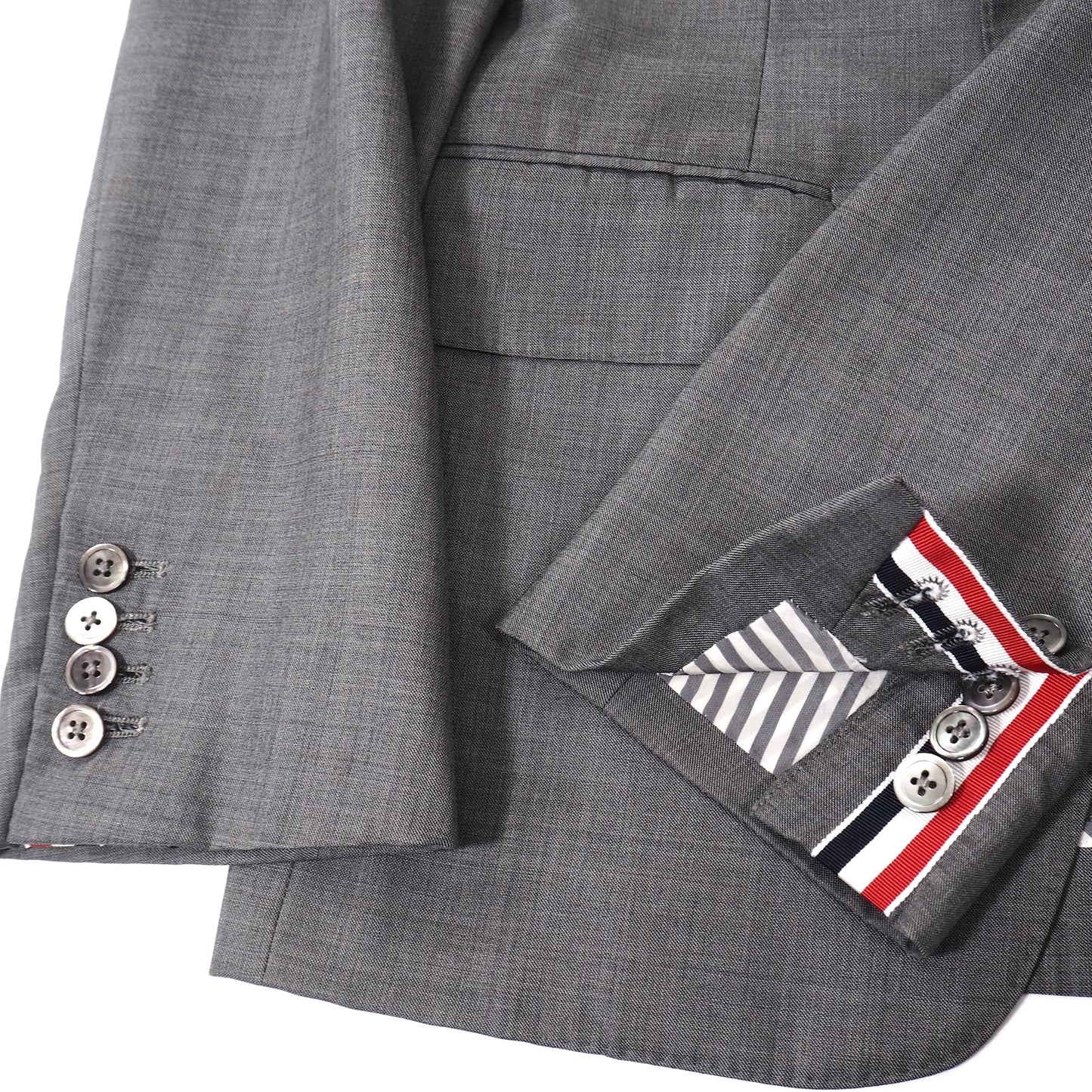 良品 トムブラウン THOM BROWNE ウール シルク スーツ ジャケット パンツ 0 グレー メンズ 正規品 5-YJ003