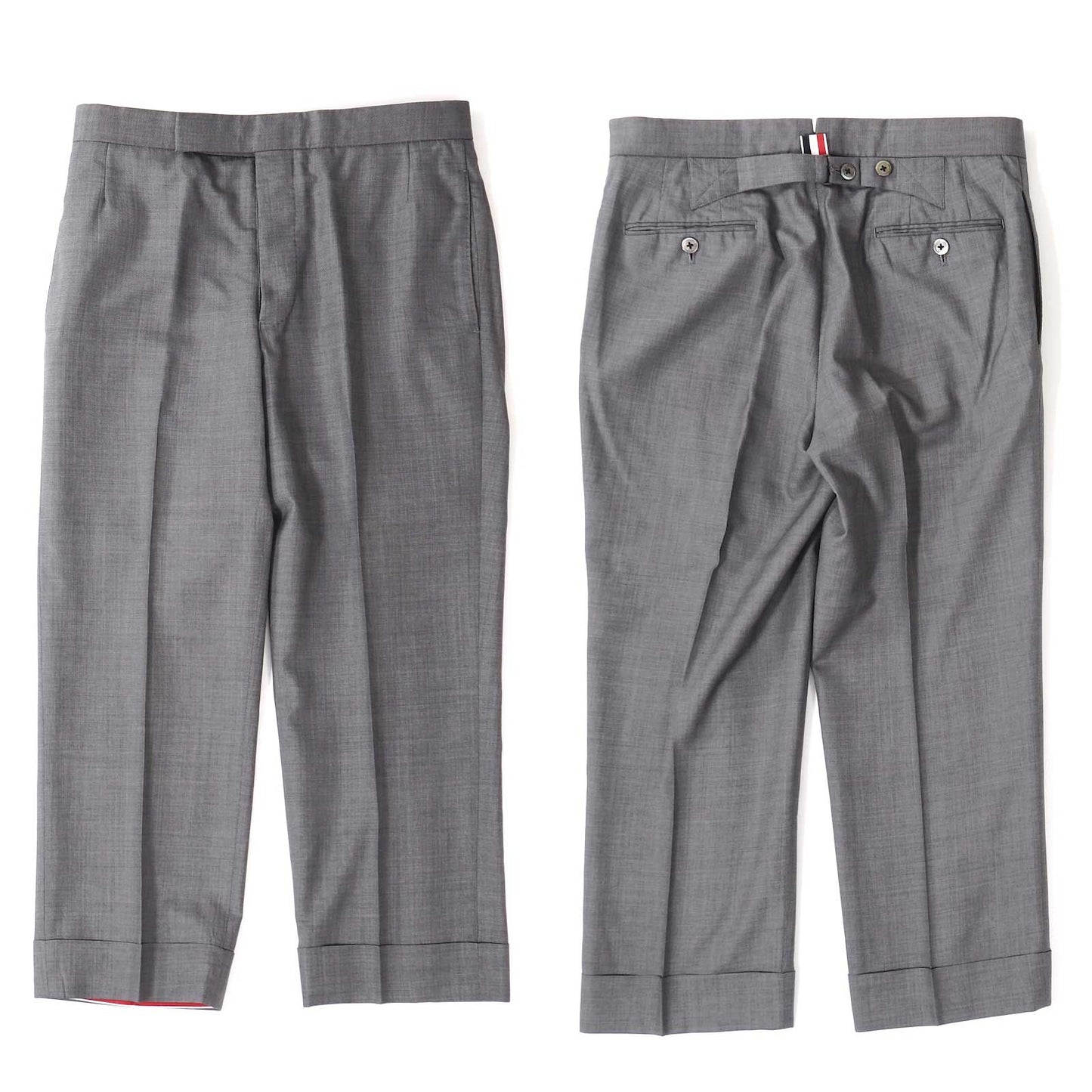 良品 トムブラウン THOM BROWNE ウール シルク スーツ ジャケット パンツ 0 グレー メンズ 正規品 5-YJ003