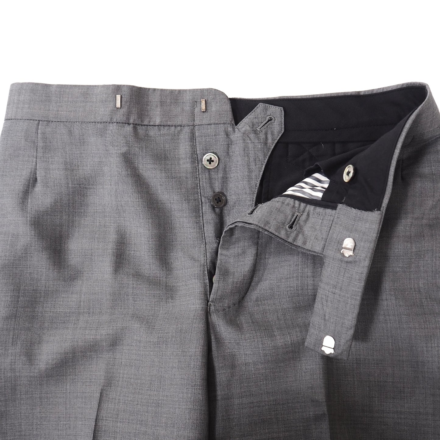 良品 トムブラウン THOM BROWNE ウール シルク スーツ ジャケット パンツ 0 グレー メンズ 正規品 5-YJ003