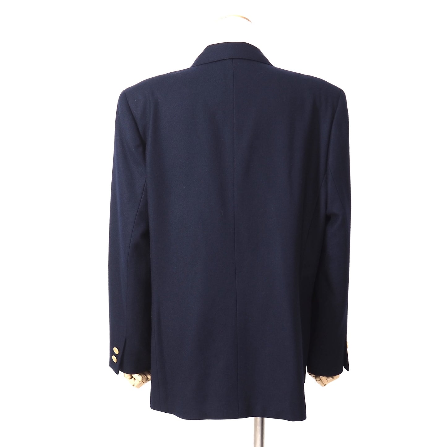 美品 クリスチャンディオール Christian Dior ヴィンテージ ウール 金ボタンワッペン ダブルブレスト ジャケット LL ネイビー レディース 正規品 5-YK002