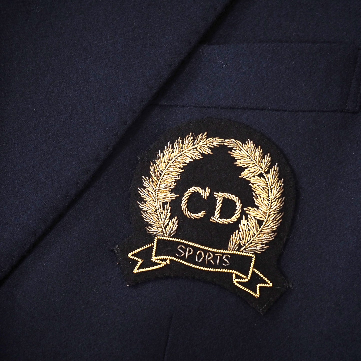 美品 クリスチャンディオール Christian Dior ヴィンテージ ウール 金ボタンワッペン ダブルブレスト ジャケット LL ネイビー レディース 正規品 5-YK002