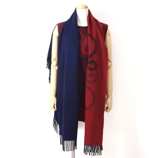 良品 ロエベ LOEWE ウール カシミヤ 現行 アナグラム柄 チュニック 36 パープル レッド レディース 正規品 5-YK003