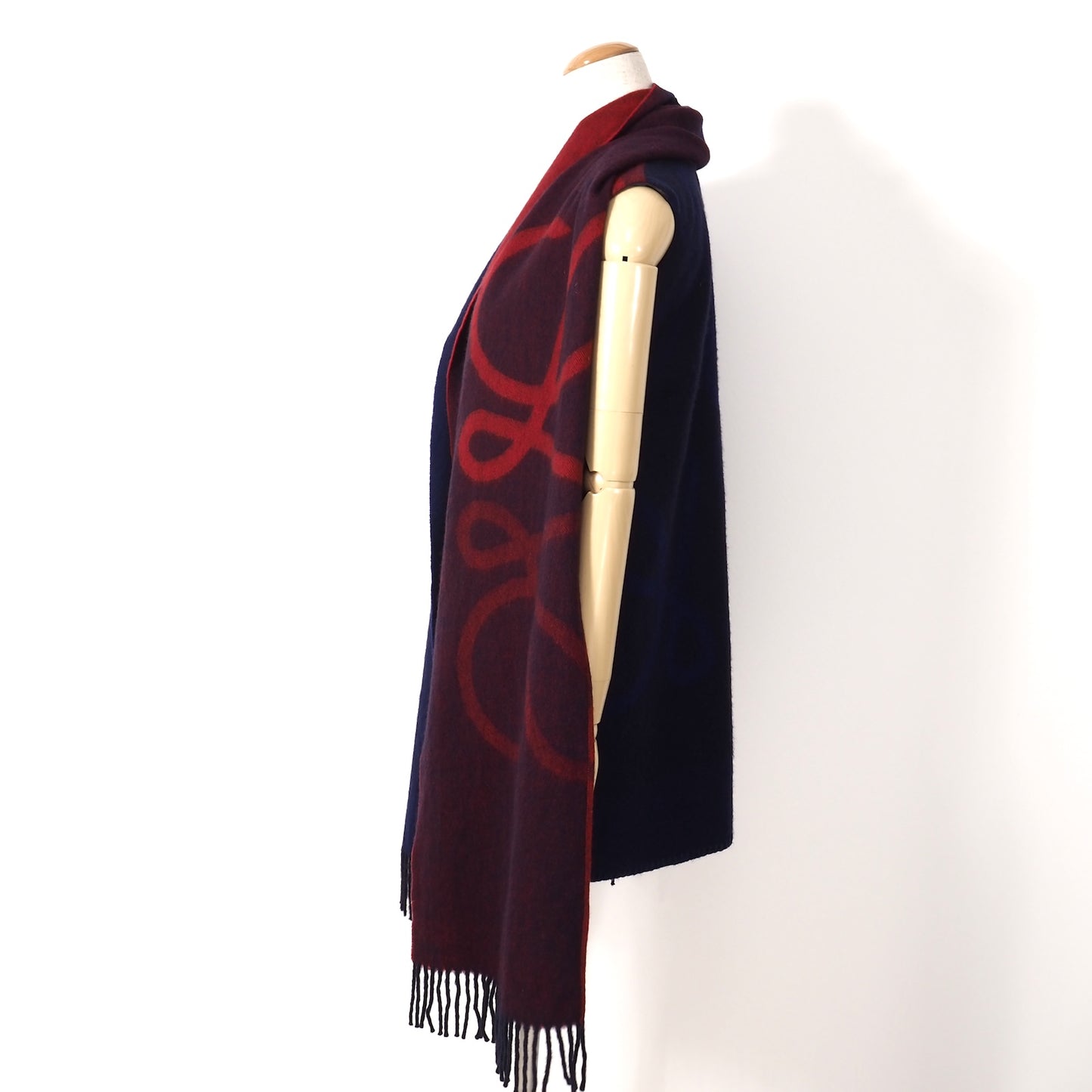 良品 ロエベ LOEWE ウール カシミヤ 現行 アナグラム柄 チュニック 36 パープル レッド レディース 正規品 5-YK003