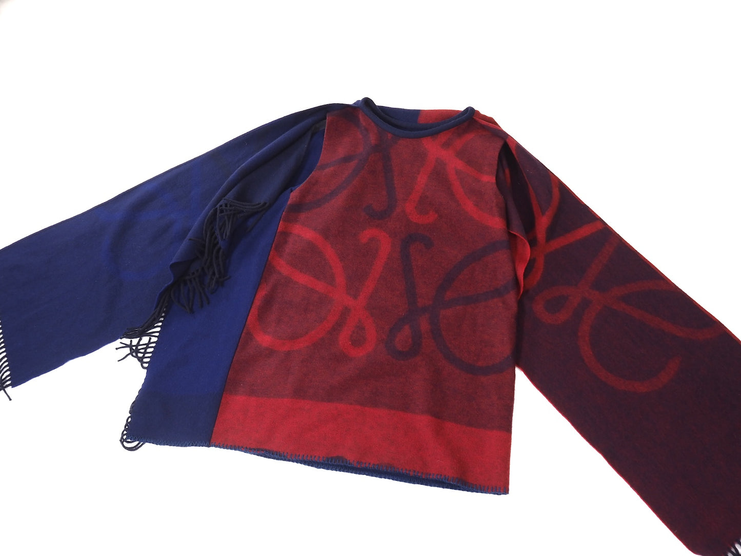 良品 ロエベ LOEWE ウール カシミヤ 現行 アナグラム柄 チュニック 36 パープル レッド レディース 正規品 5-YK003