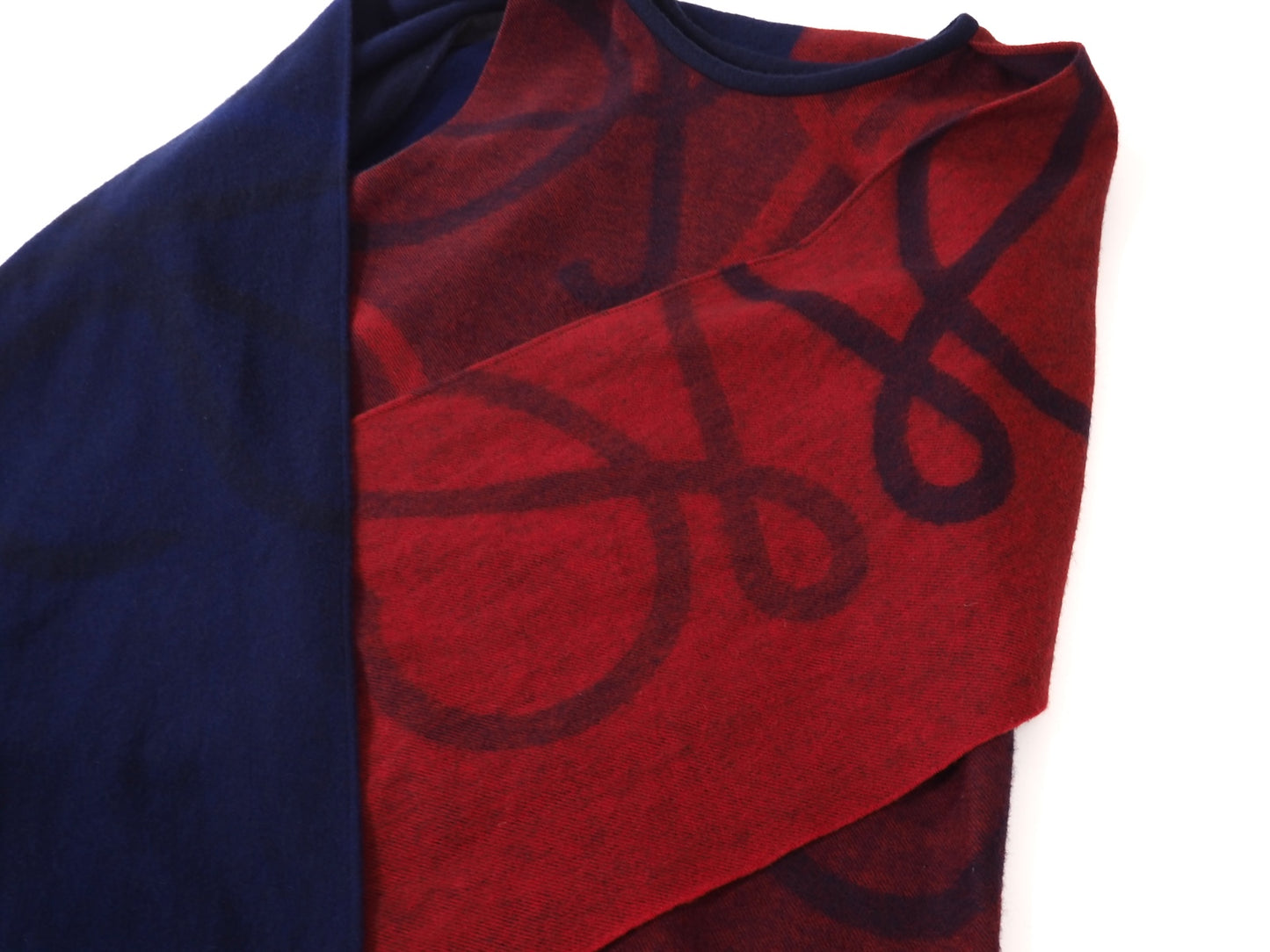 良品 ロエベ LOEWE ウール カシミヤ 現行 アナグラム柄 チュニック 36 パープル レッド レディース 正規品 5-YK003