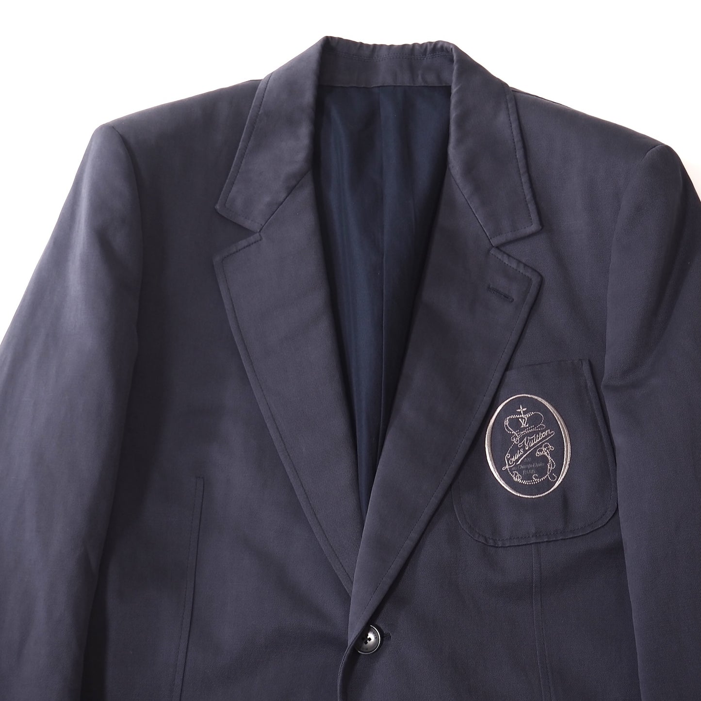 ルイヴィトン Louis Vuitton コットン リネン エンブロイダリーワッペン ジャケット ブレザー 54 ネイビー メンズ 正規品 5-YK004