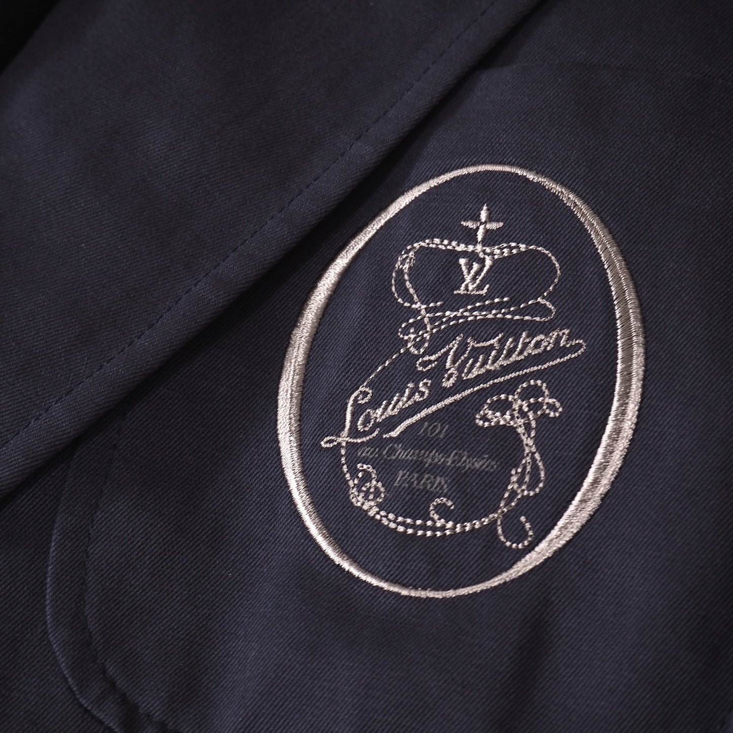 ルイヴィトン Louis Vuitton コットン リネン エンブロイダリーワッペン ジャケット ブレザー 54 ネイビー メンズ 正規品 5-YK004