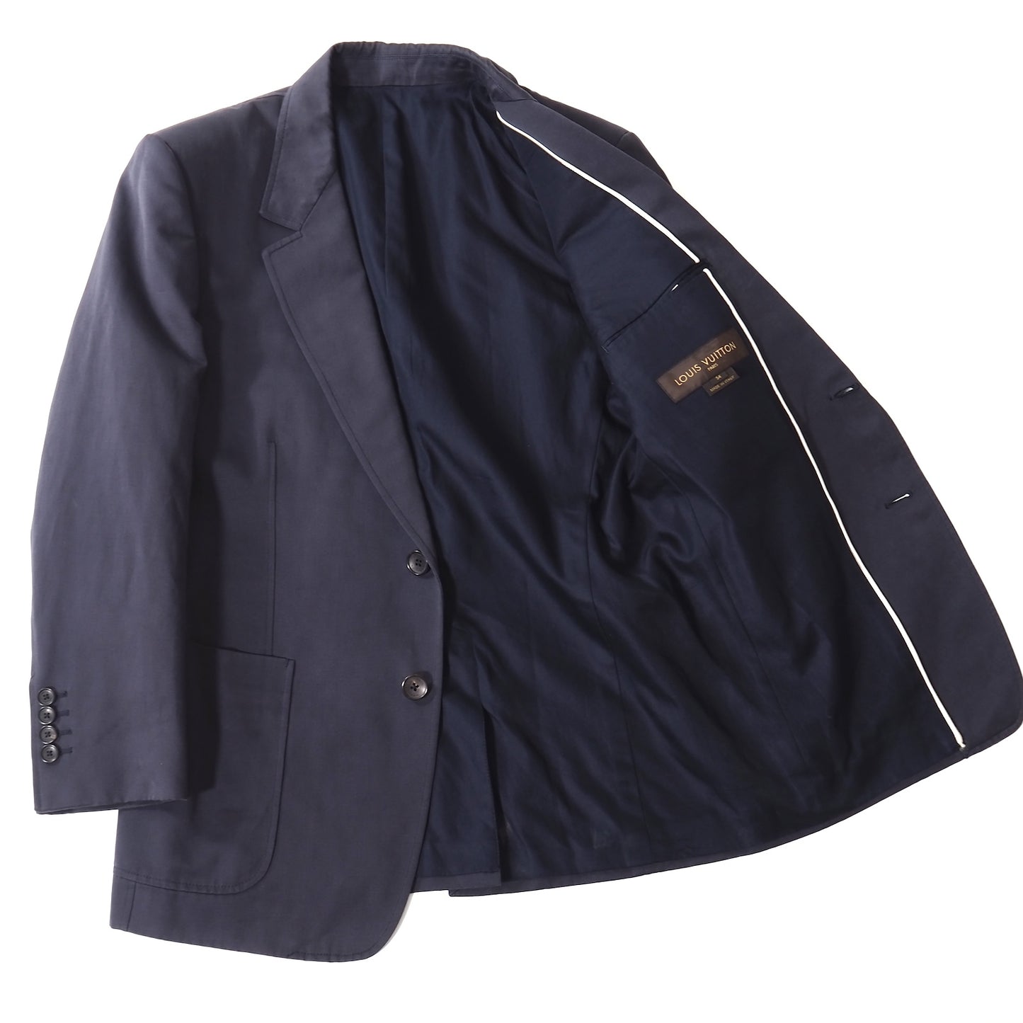 ルイヴィトン Louis Vuitton コットン リネン エンブロイダリーワッペン ジャケット ブレザー 54 ネイビー メンズ 正規品 5-YK004