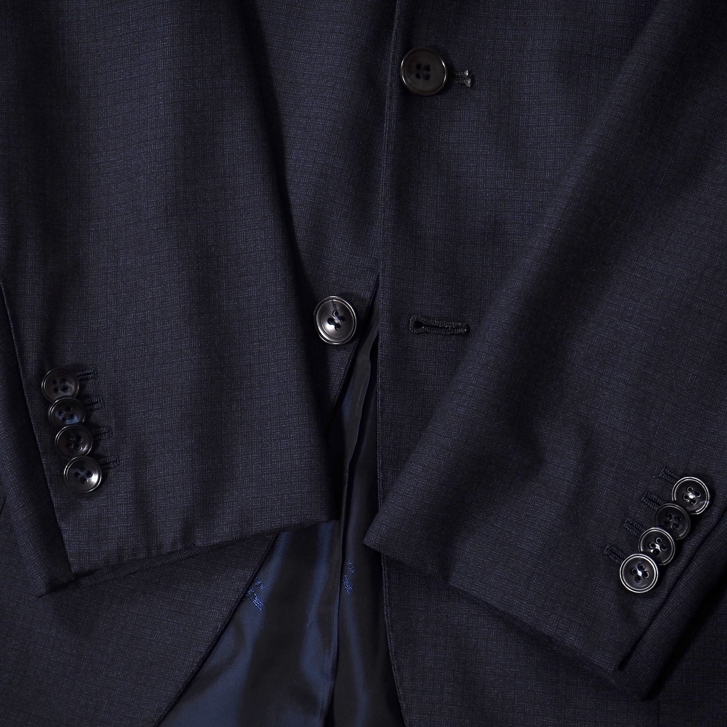 良品 キートン Kiton イタリア製 14micron ウール スーツ 46 ダークネイビー メンズ 正規品 5-YK007