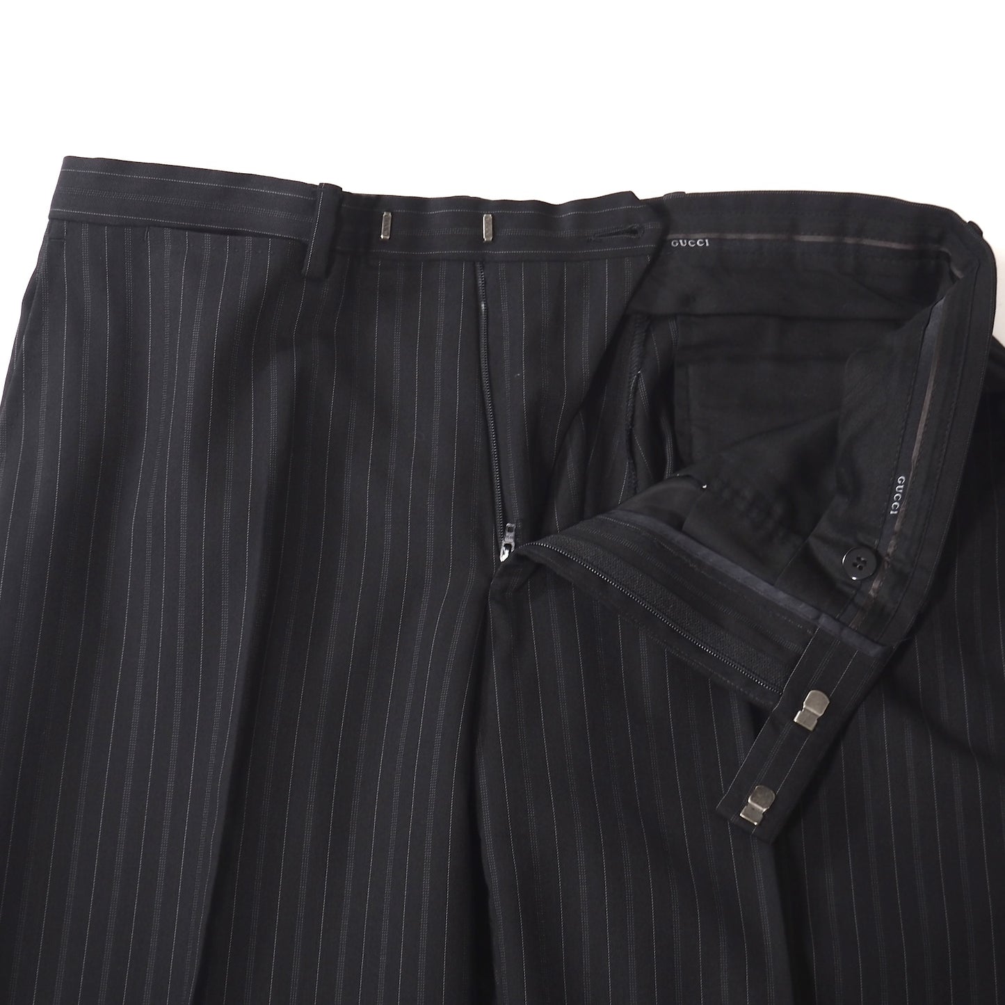 美品 グッチ GUCCI トムフォード期 ウール スーツ 52 ブラック ストライプ メンズ 正規品 5-YK010