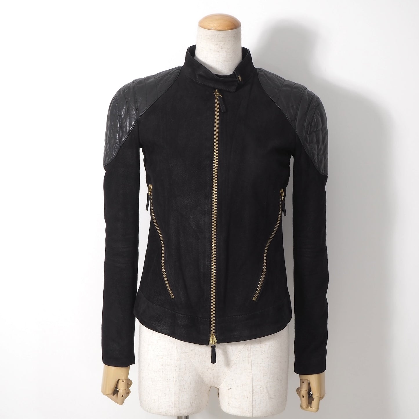 グッチ GUCCI トムフォード期 レザー ライダース ジャケット 36 ブラック レディース 正規品 5-YL003