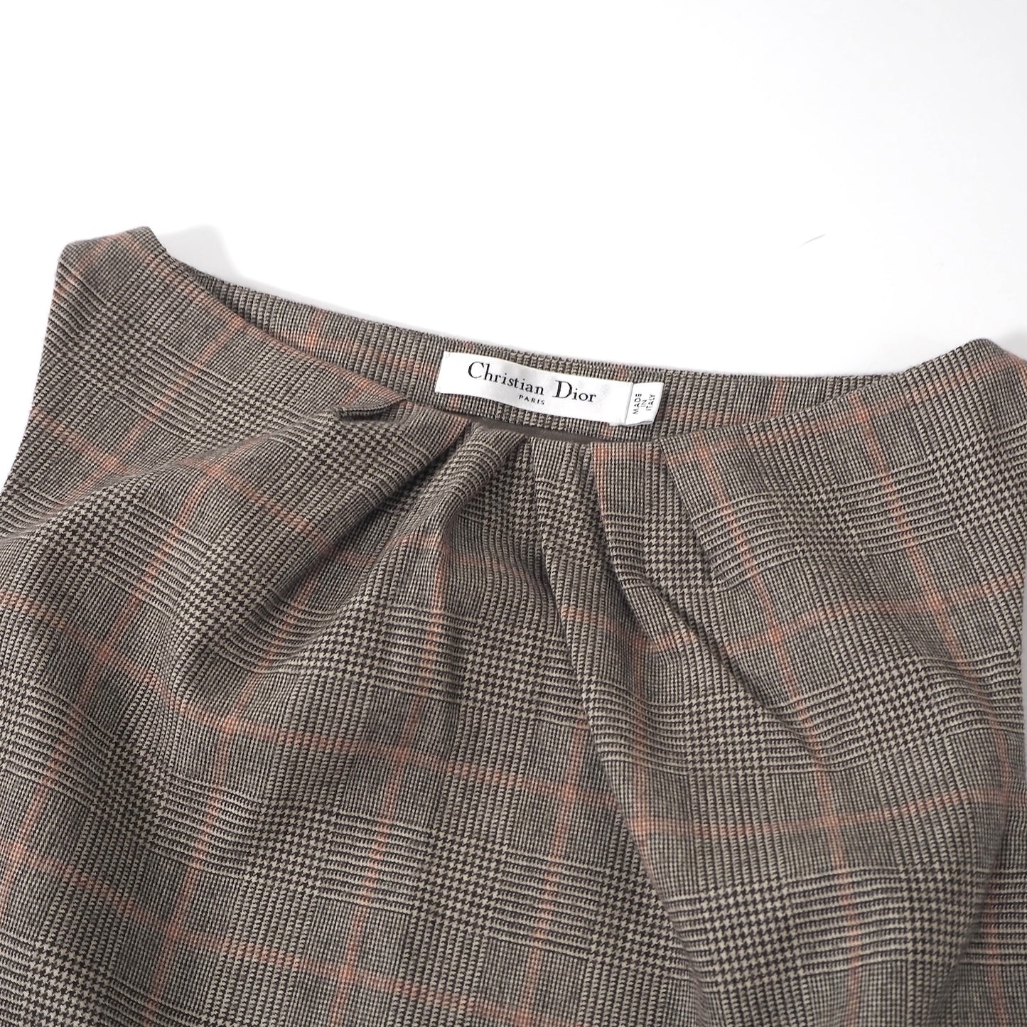 美品 クリスチャンディオール Christian Dior ノースリーブ ワンピース 40 ブラウン チェック レディース 正規品 5-YL007