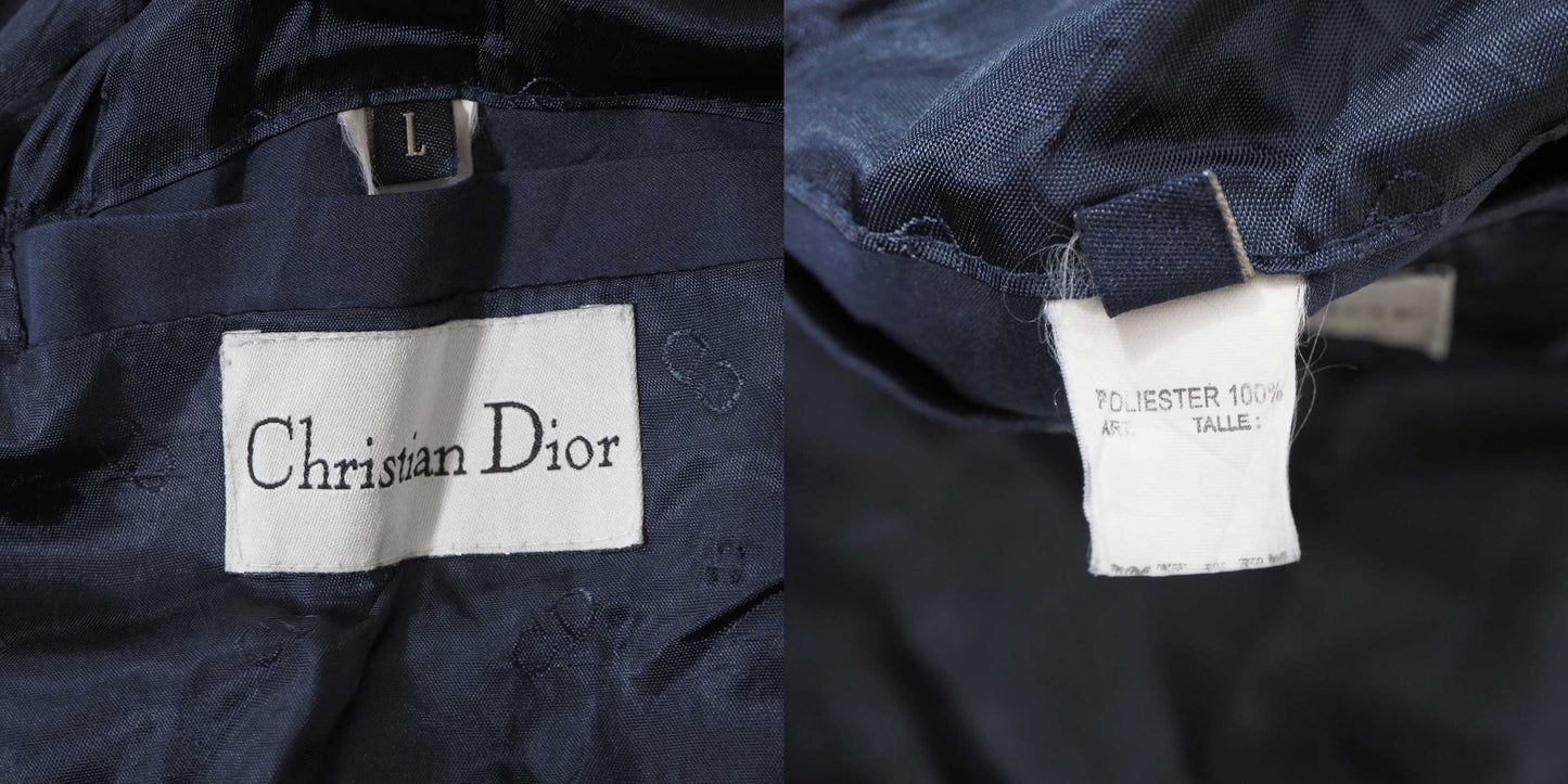 クリスチャンディオール Christian Dior ヴィンテージ ベルテッドコート トレンチコート L ネイビー メンズ 正規品 5-YL008