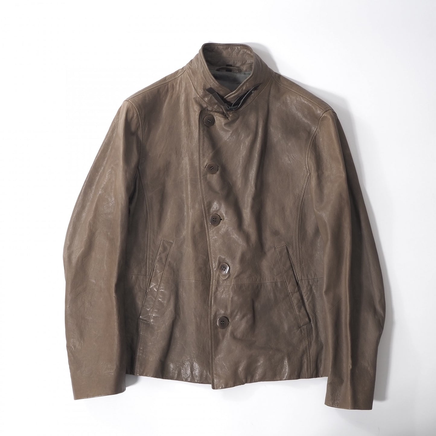 ジョルジオアルマーニ GIORGIO ARMANI イタリア製 ラムレザー ライダース ジャケット 52 ブラウン メンズ 正規品 5-YL015