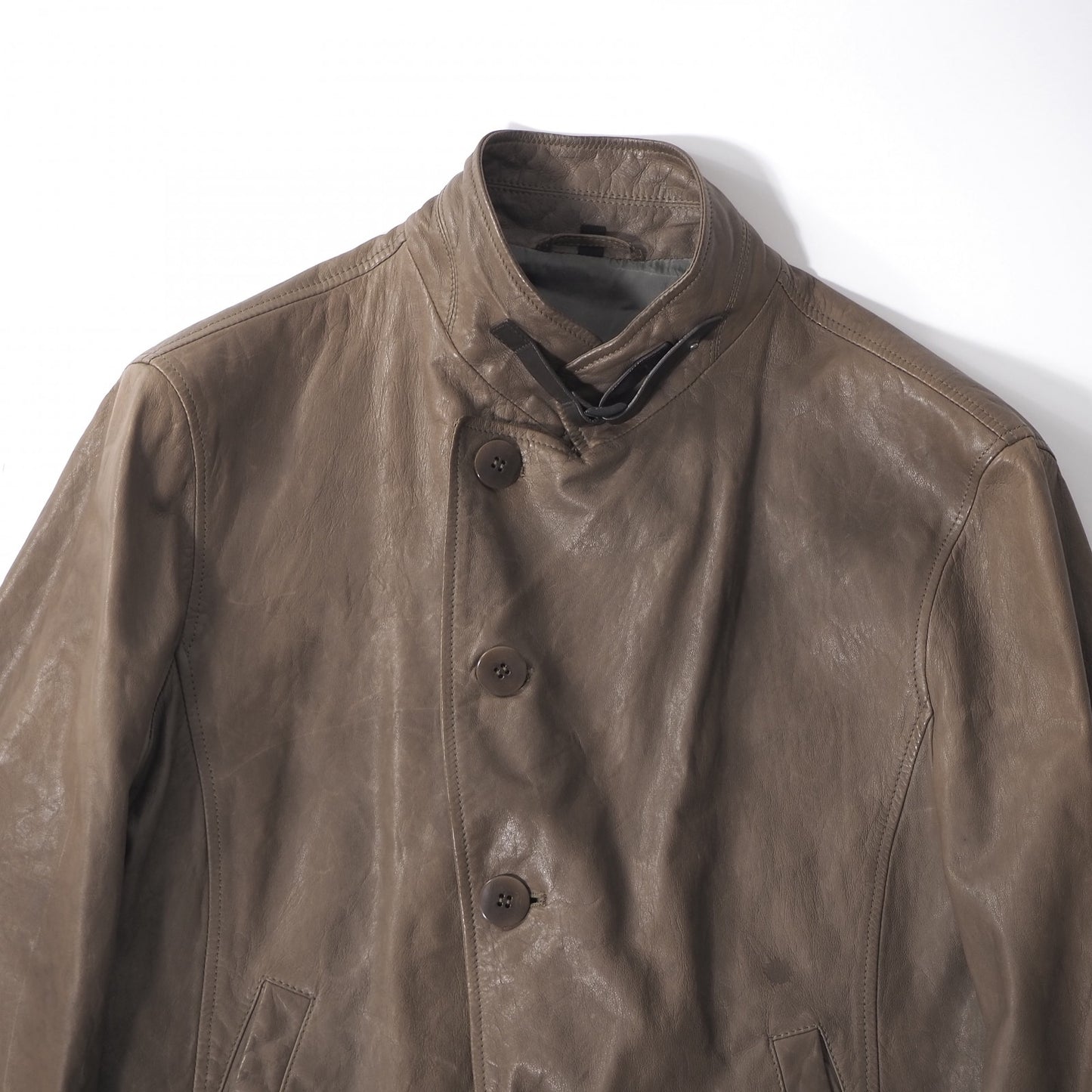 ジョルジオアルマーニ GIORGIO ARMANI イタリア製 ラムレザー ライダース ジャケット 52 ブラウン メンズ 正規品 5-YL015