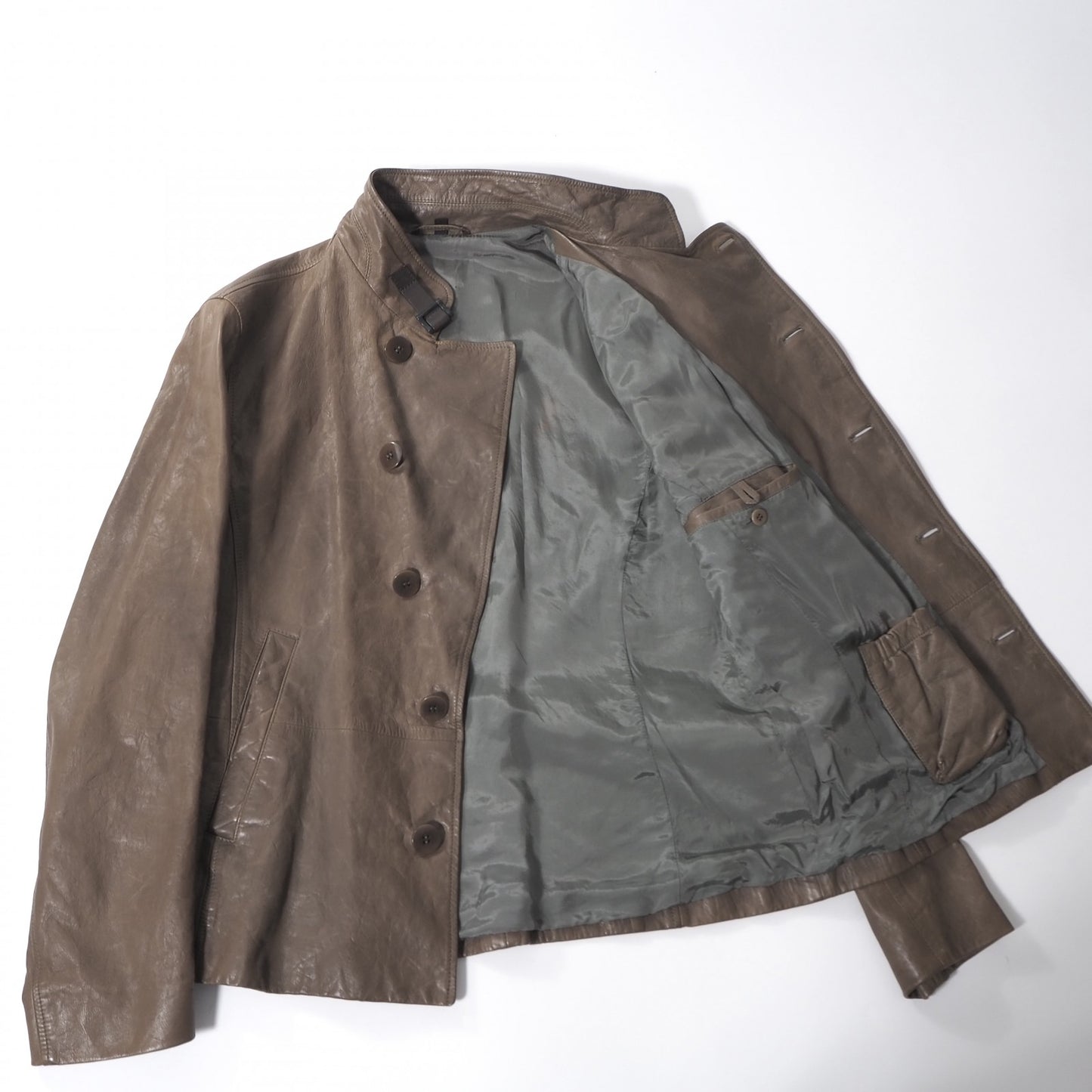 ジョルジオアルマーニ GIORGIO ARMANI イタリア製 ラムレザー ライダース ジャケット 52 ブラウン メンズ 正規品 5-YL015