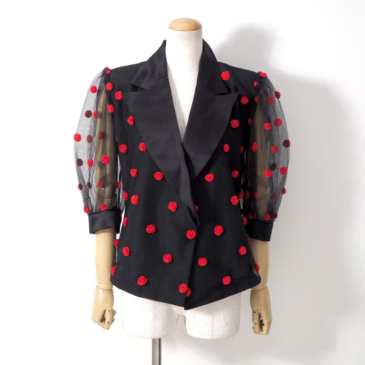 美品 ジバンシー GIVENCHY ヴィンテージ シアー ジャケット 10 ブラック レディース 正規品 5-YL020