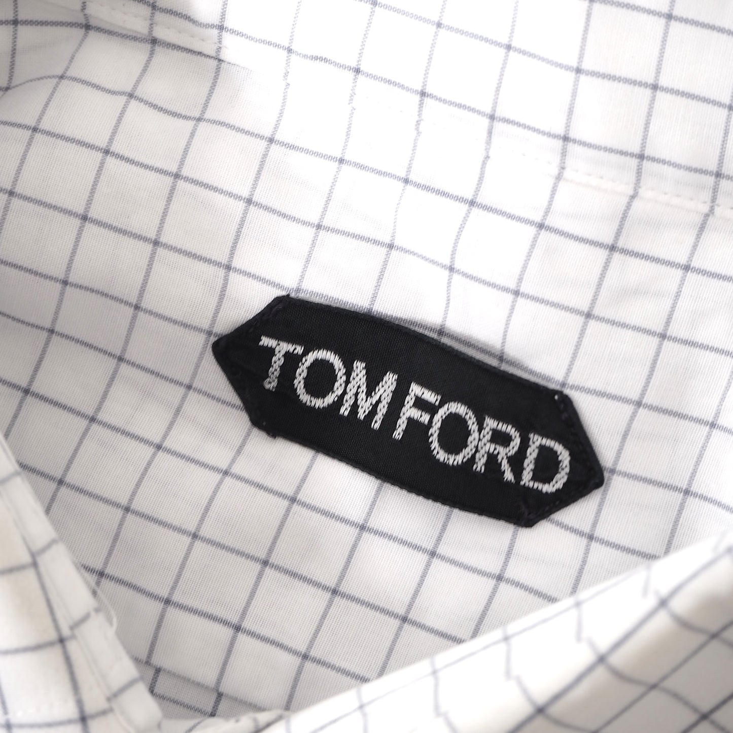トムフォード TOM FORD イタリア製 カフスボタン 長袖 シャツ 43 ホワイト チェック メンズ 正規品 5-ZC032