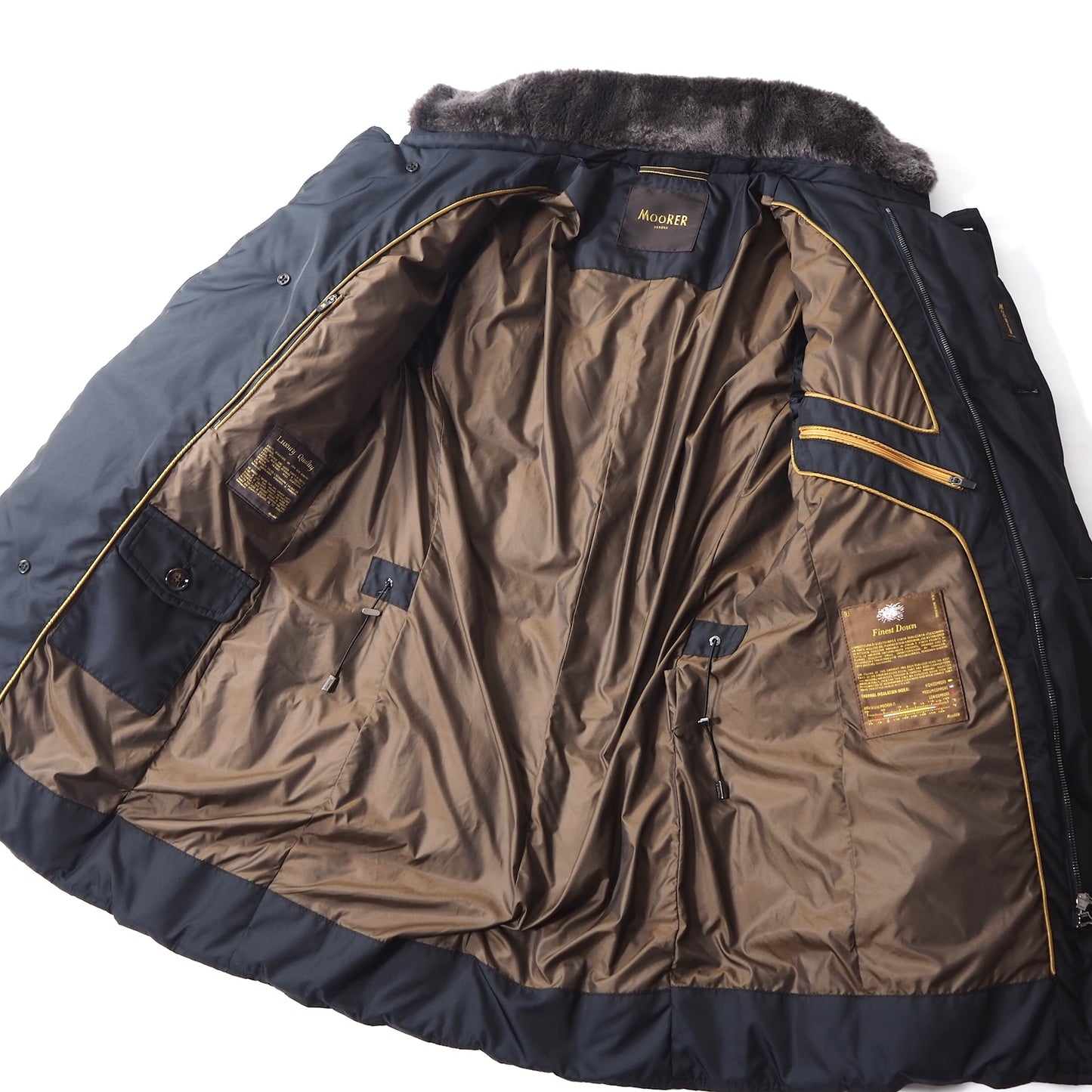 極美品 ムーレー MooRER イタリア製 近年モデル MORRIS-KM ファー付 ダウンジャケット 46 ダークネイビー メンズ 正規品 5-ZD004