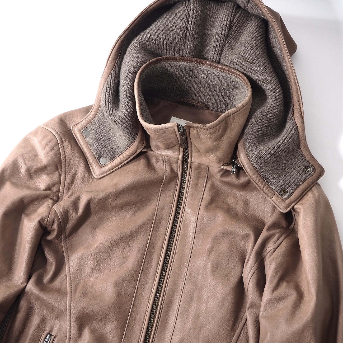 アルマーニコレツィオーニ ARMANI COLLEZIONI イタリア製 ラムスキン フーデッド レザージャケット 48 ブラウン メンズ 正規品 5-ZD006