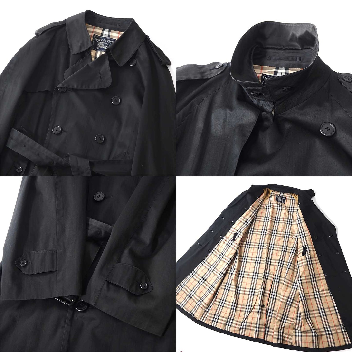 バーバリー Burberrys ヴィンテージ トレンチコート 92 170 裏地ノバチェック ブラック メンズ 正規品 5-ZD007