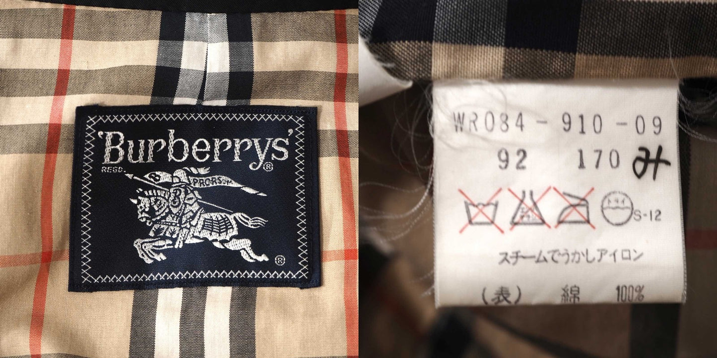 バーバリー Burberrys ヴィンテージ トレンチコート 92 170 裏地ノバチェック ブラック メンズ 正規品 5-ZD007