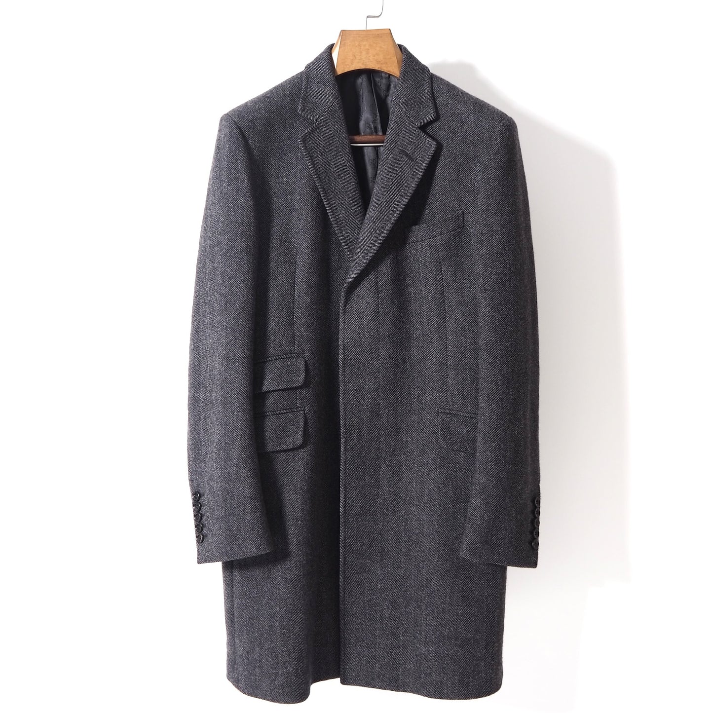 美品 グッチ GUCCI トムフォード期 ホースビット ウール チェスター コート 48 ヘリンボーン ツイード グレー メンズ 正規品 5-ZD009