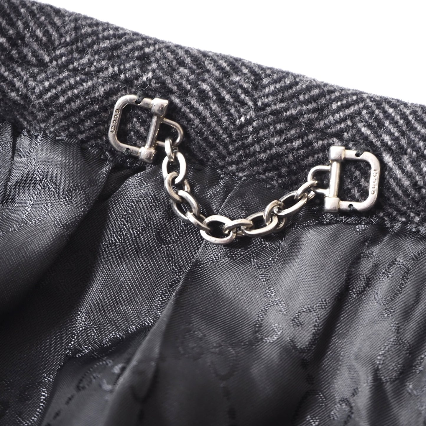 美品 グッチ GUCCI トムフォード期 ホースビット ウール チェスター コート 48 ヘリンボーン ツイード グレー メンズ 正規品 5-ZD009