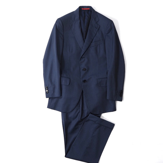 イザイア ISAIA イタリア製 ウール セットアップ スーツ 春夏 46 ネイビー ストライプ メンズ 正規品 5-ZD012