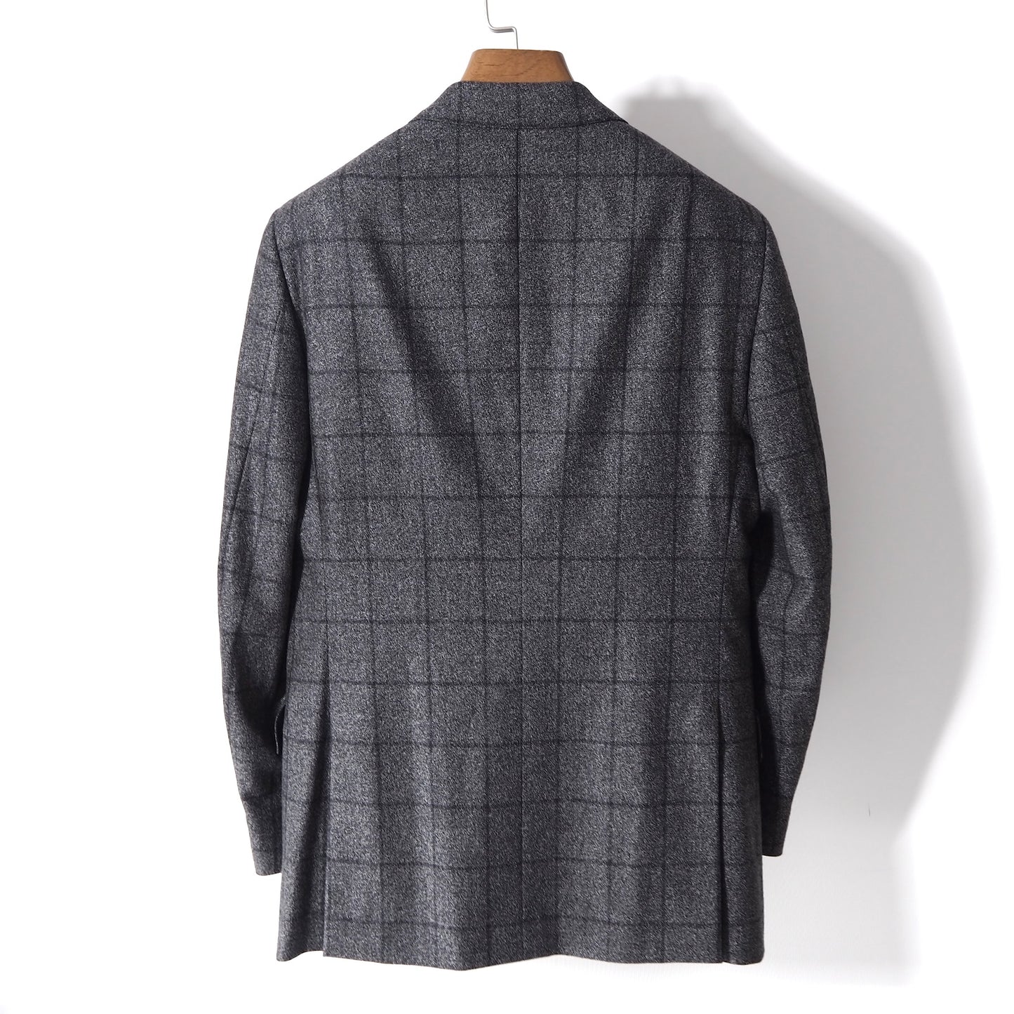 極美品 イザイア ISAIA イタリア製 ラペルピン付 ウール スーツ セットアップ 46 グレー チェック メンズ 正規品 5-ZD014