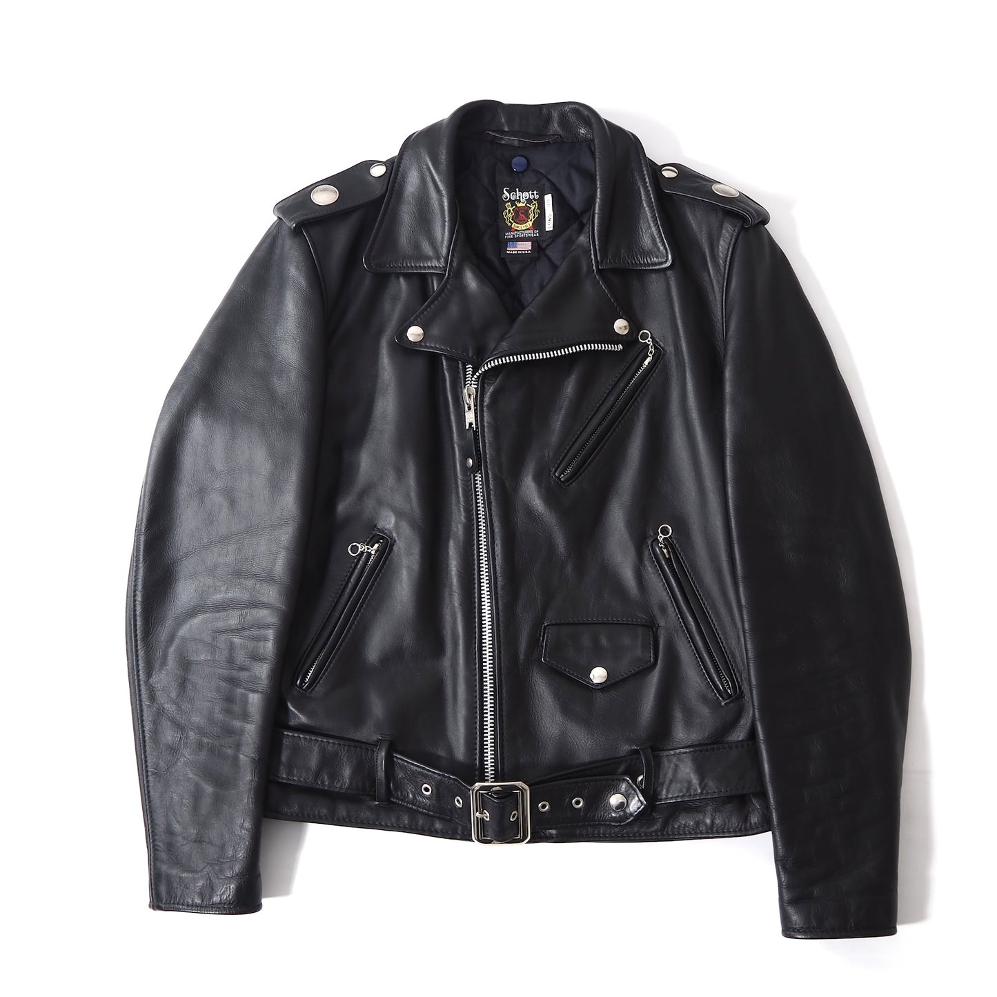 美品 ショット Schott USA製 7164 現行 レザー ダブルライダース ジャケット 40 ブラック メンズ 正規品 5-ZD015